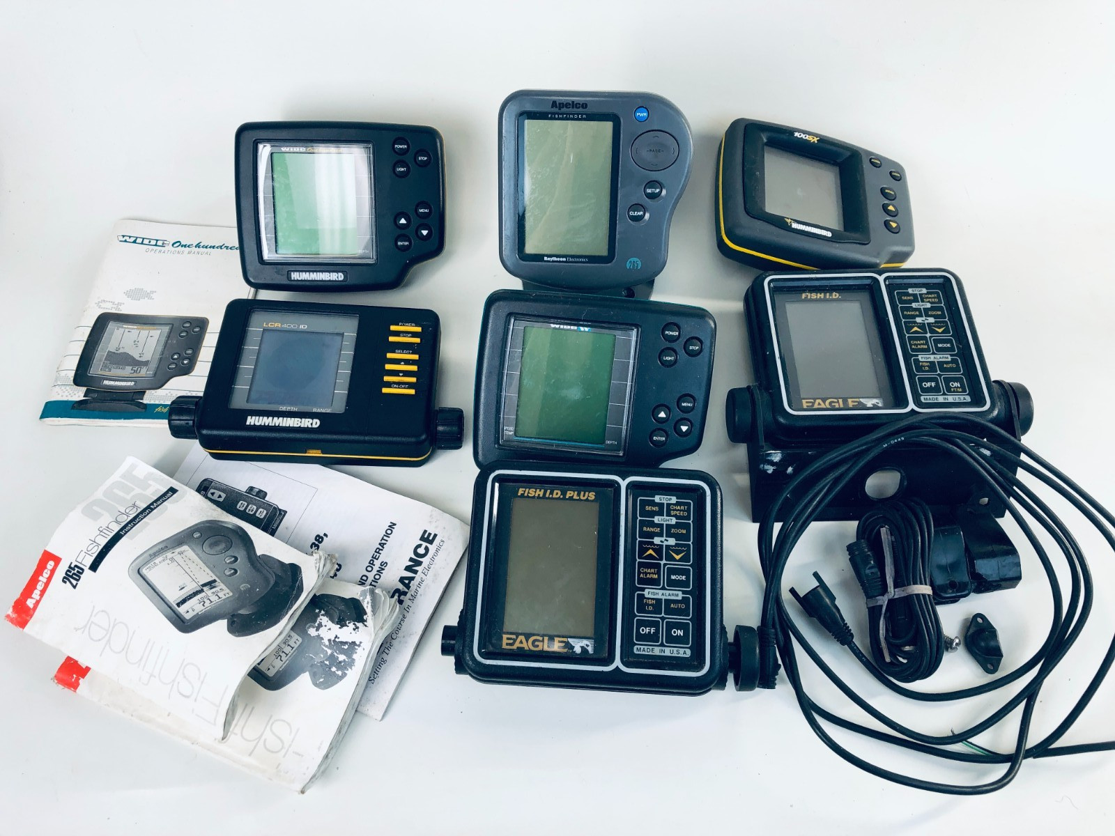 LOT of Vintage Eagle Apelco Hummingbird LCR 400 Wide 100 SX Fish ID GPS Finder
