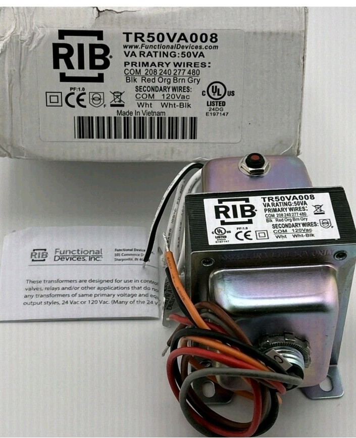 Functional Devices TR50VA008 50VA Transformer For HVAC Systems. Free Ship L48