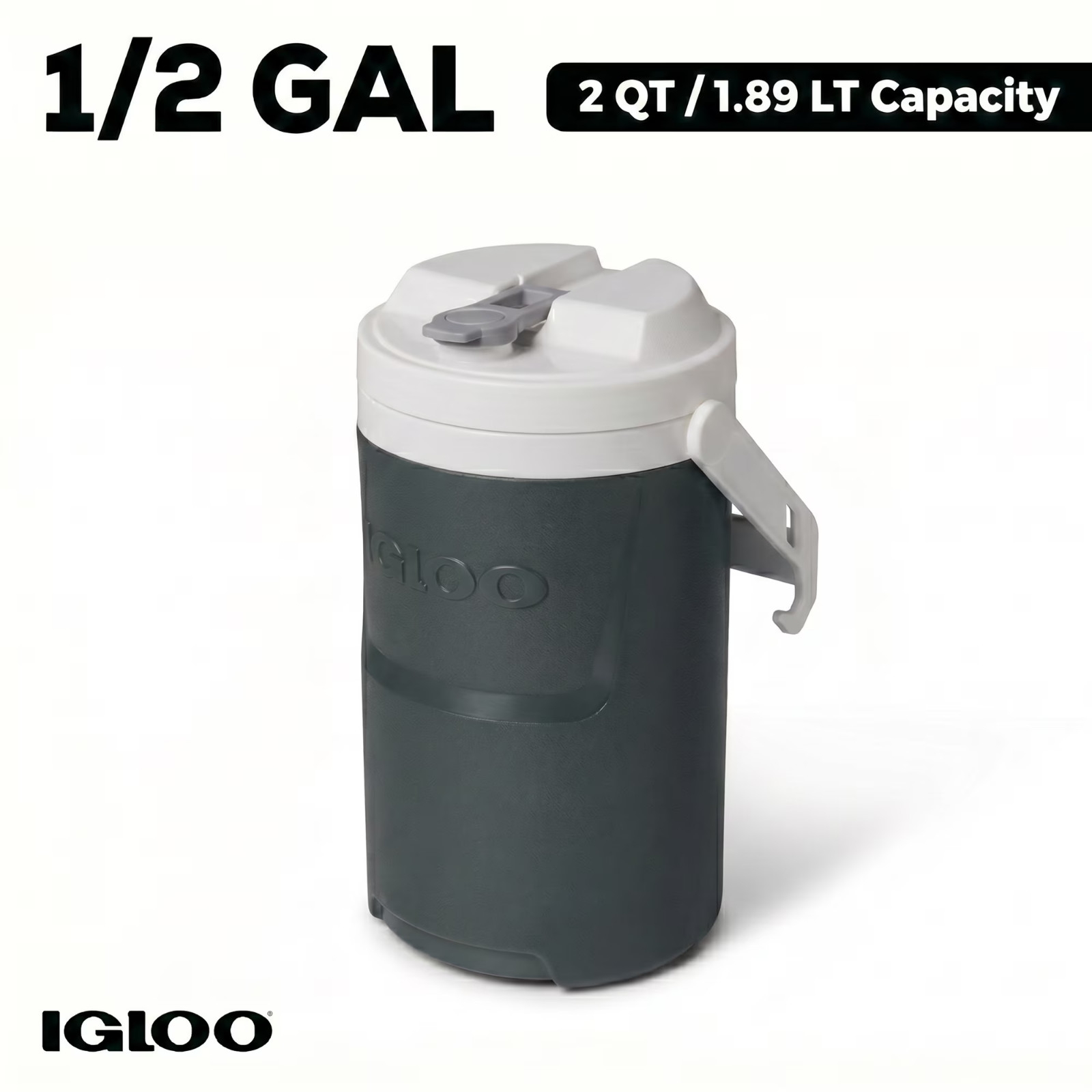 Igloo 1/2 Gallon Sports Beverage Plastic Jug with Hooks, Gray