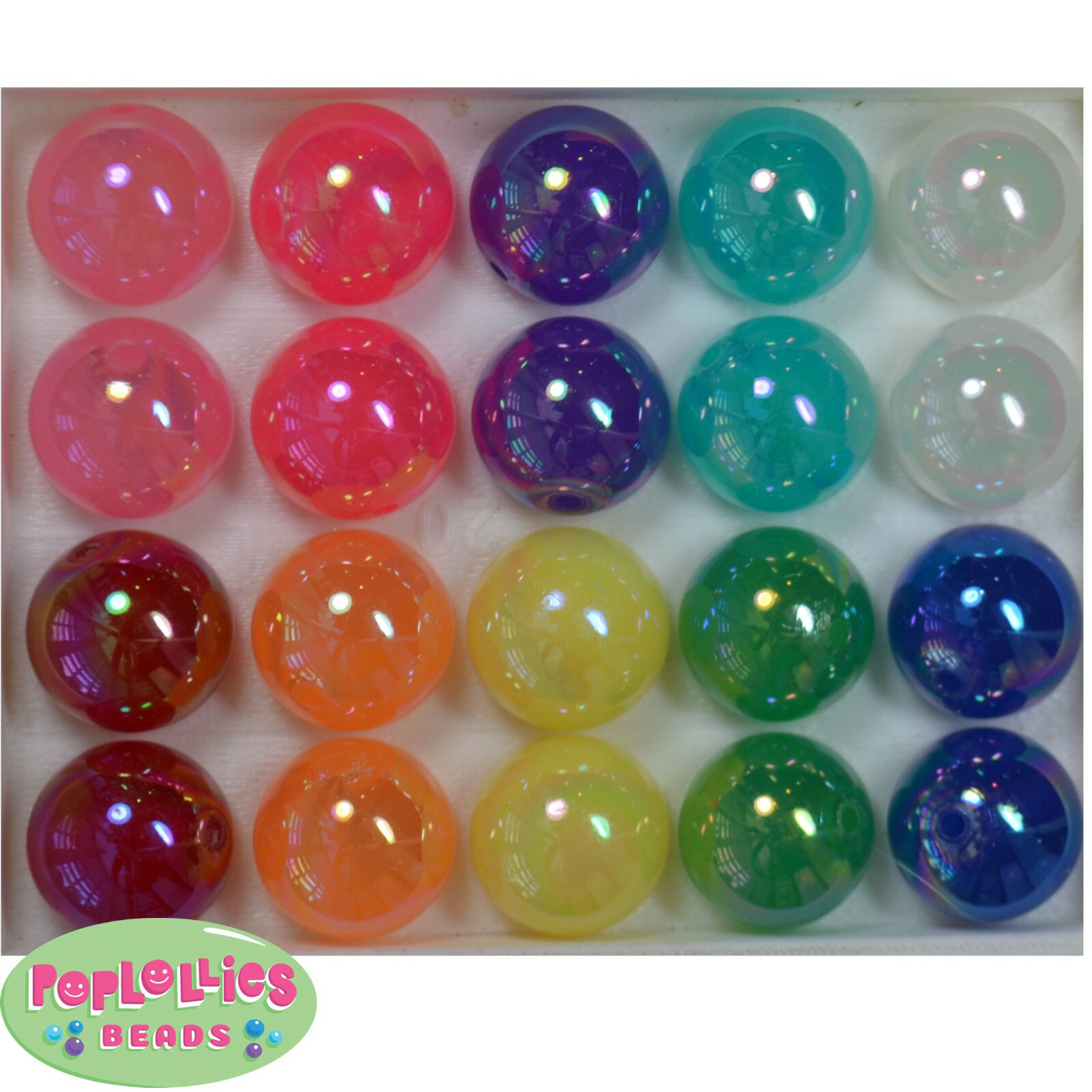 20mm Mixed Color AB Finish  Acrylic Bubble Bubblegum Beads Lot 20 pc Chunky