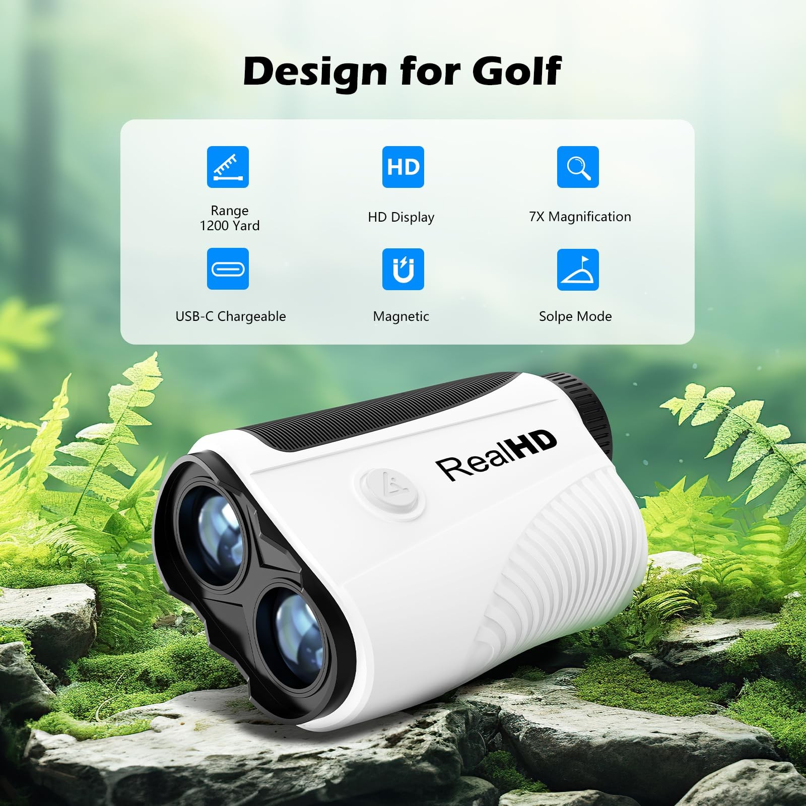 Golf Rangefinder with Slope, 1,200 Yards Range Finder Golf, 7X Magnification ...