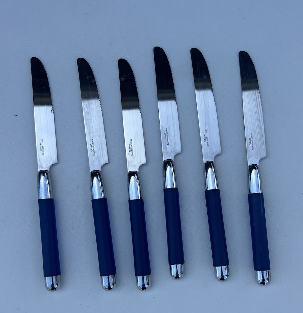 GIBSON  Flatware Deco Blue Knives - 7 Piece