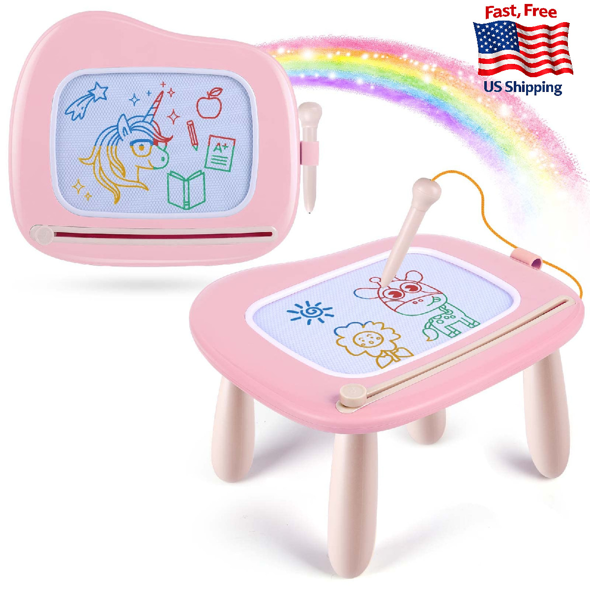 Smasiagon Magnetic Drawing Board for Kids, Toddler Toys 1-3 Yr Girl Gift Pink