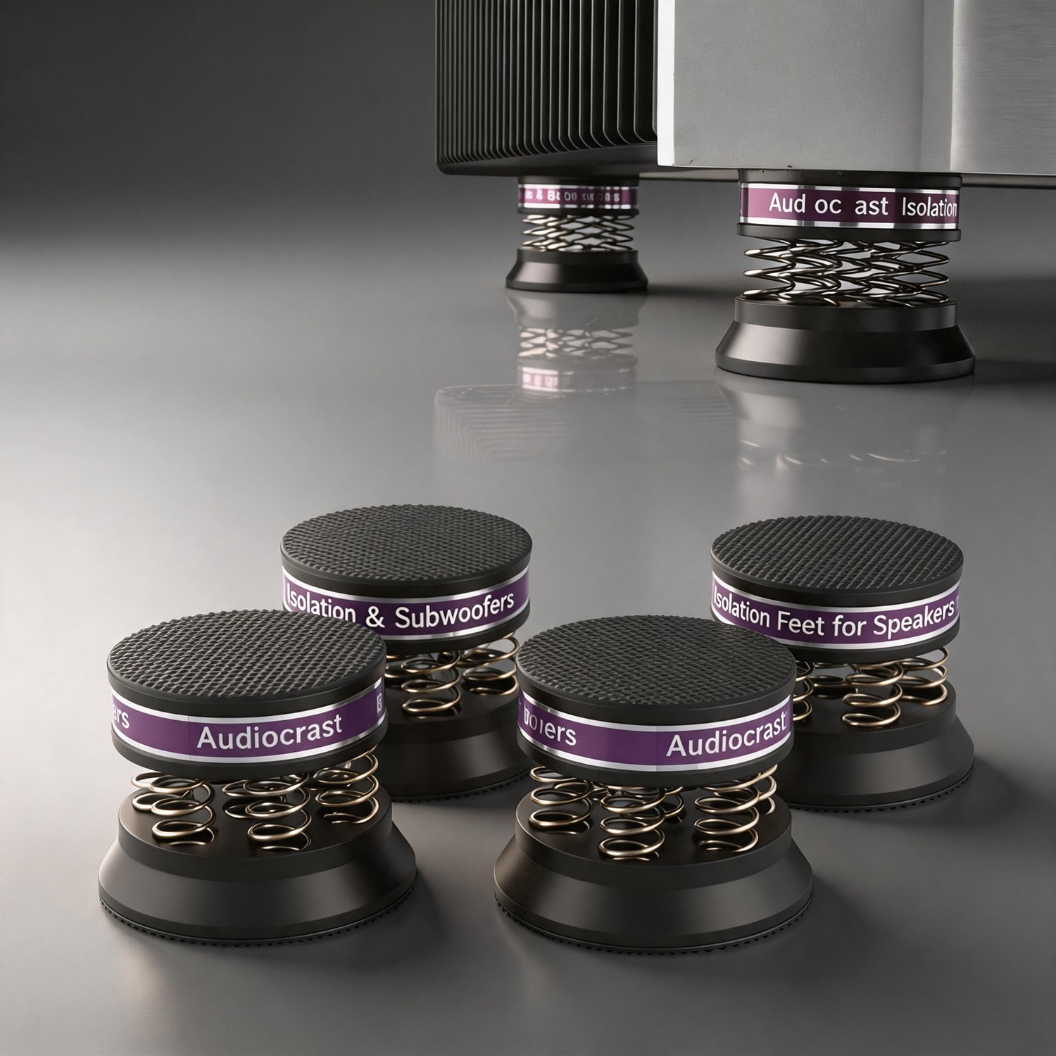 4set Aluminum Alloy HiFi Speaker Stand AMP Turntable Isolation Feet Springs Pad