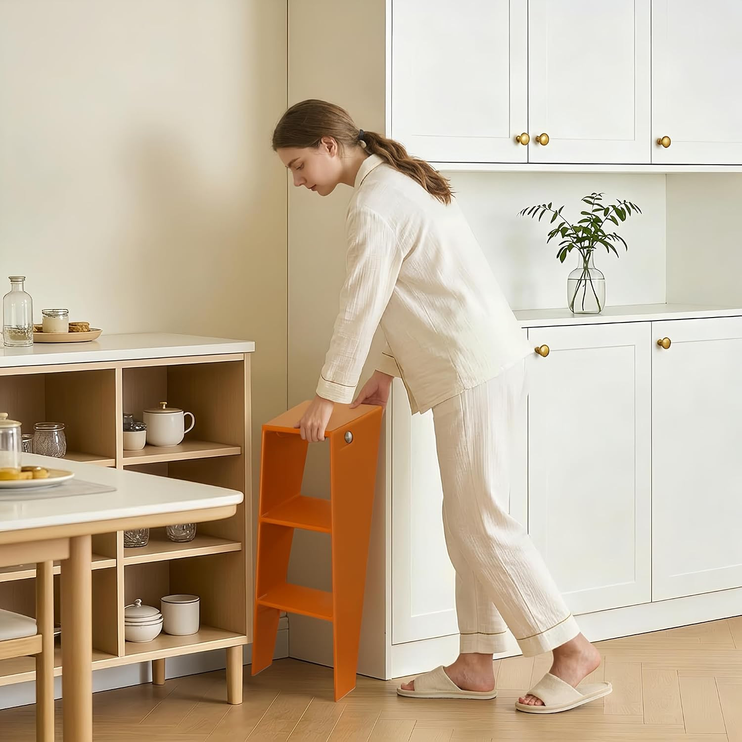 Modern Folding Chair - Multifunctional Design Doubles as Step Stool & Storage Sh