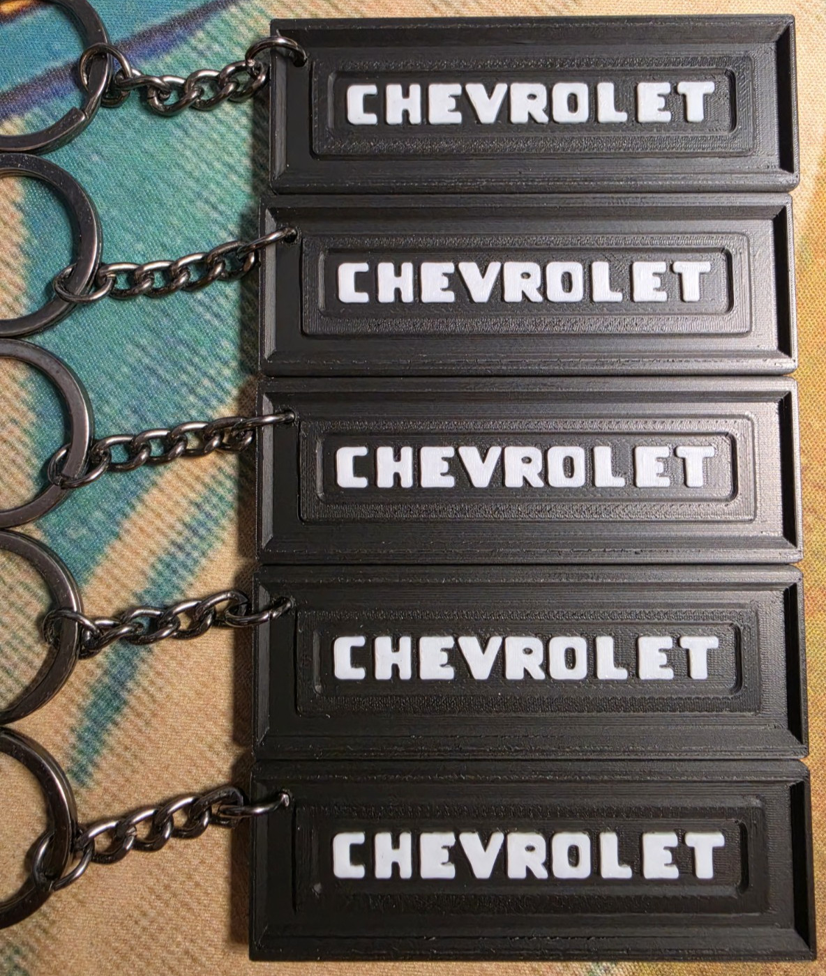 3D PRINT GM CHEVROLET TAILGATE LOGO KEYCHAIN RETRO VINTAGE 1979 TRUCK  BLACK