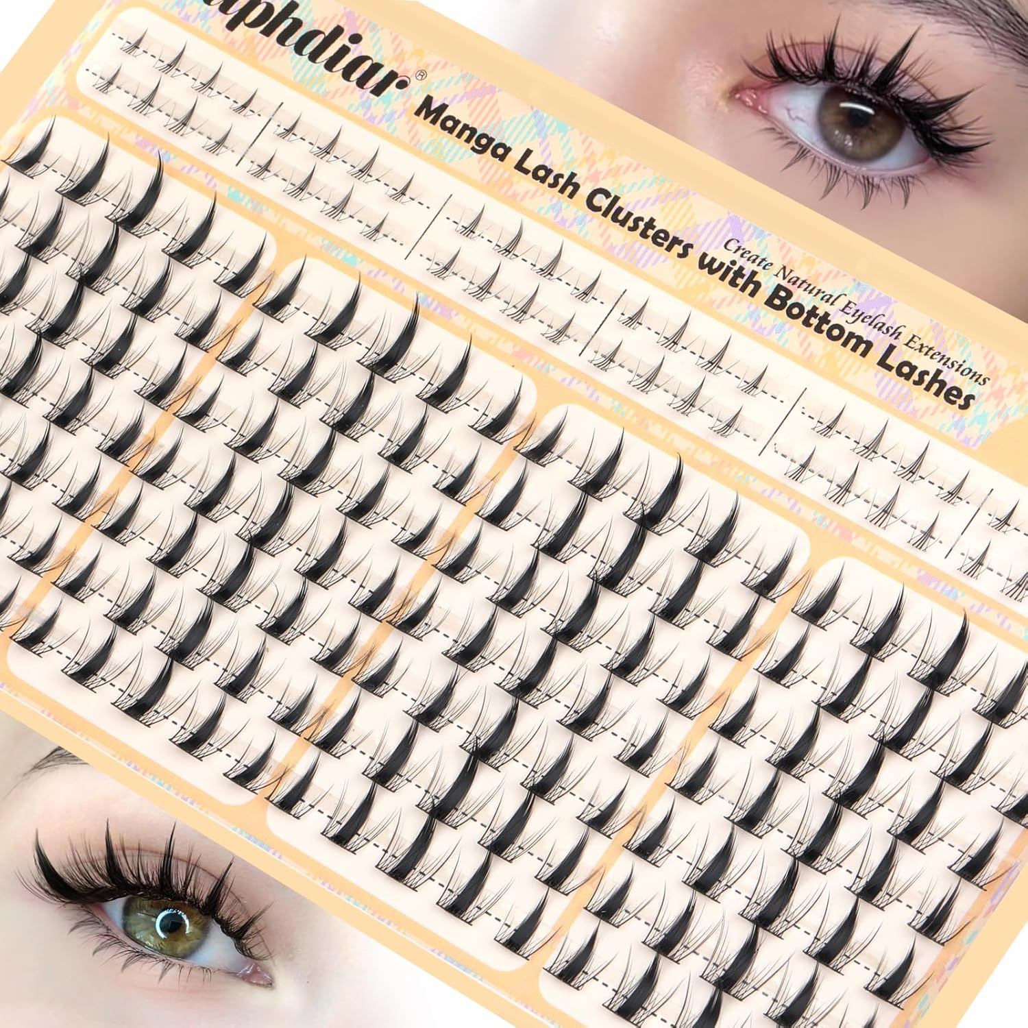 Manga Lash Clusters 188Pcs Wispy Anime Eyelash Extensions 10-14Mm