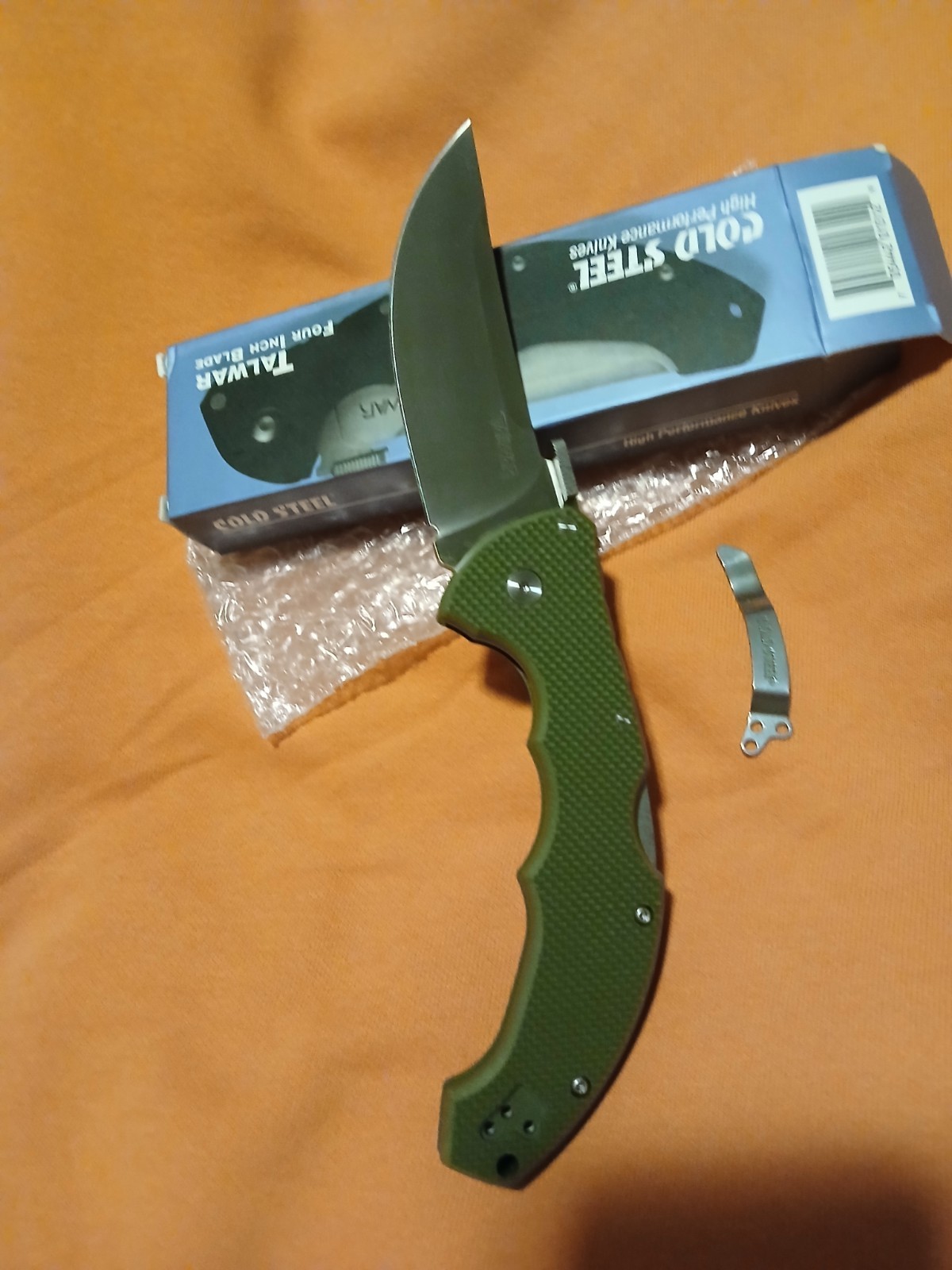 Cold Steel Talwar 4in Tri-Ad S35VN G10 Od Green Plain Blade