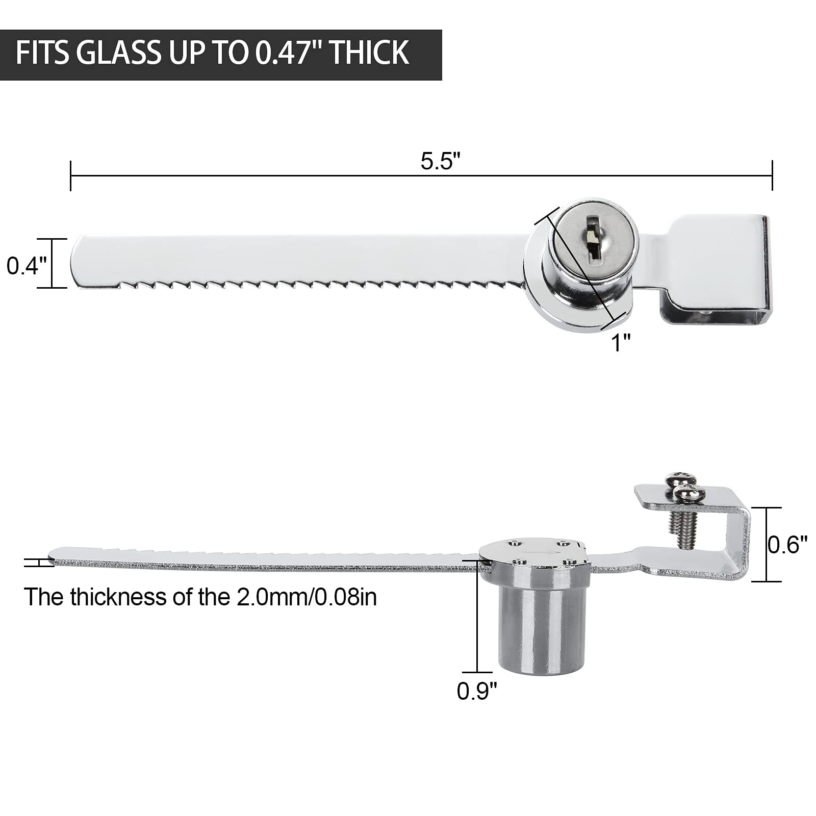 16 Pack Display Case Lock Showcase Lock Sliding Glass Door Ratchet Lock Security
