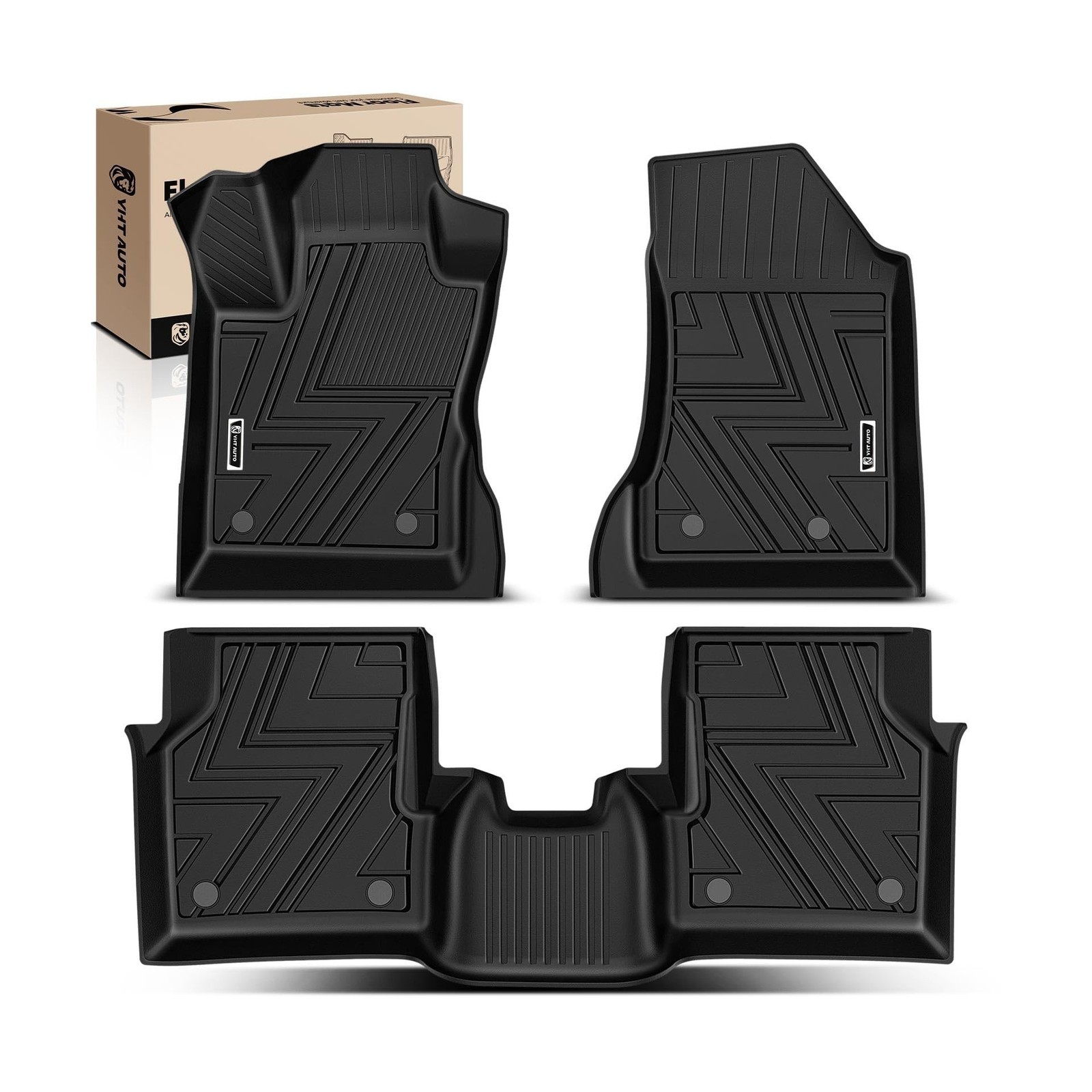 Floor Mats For Jeep Compass 17-25, TPE All-Weather 3Pcs Black