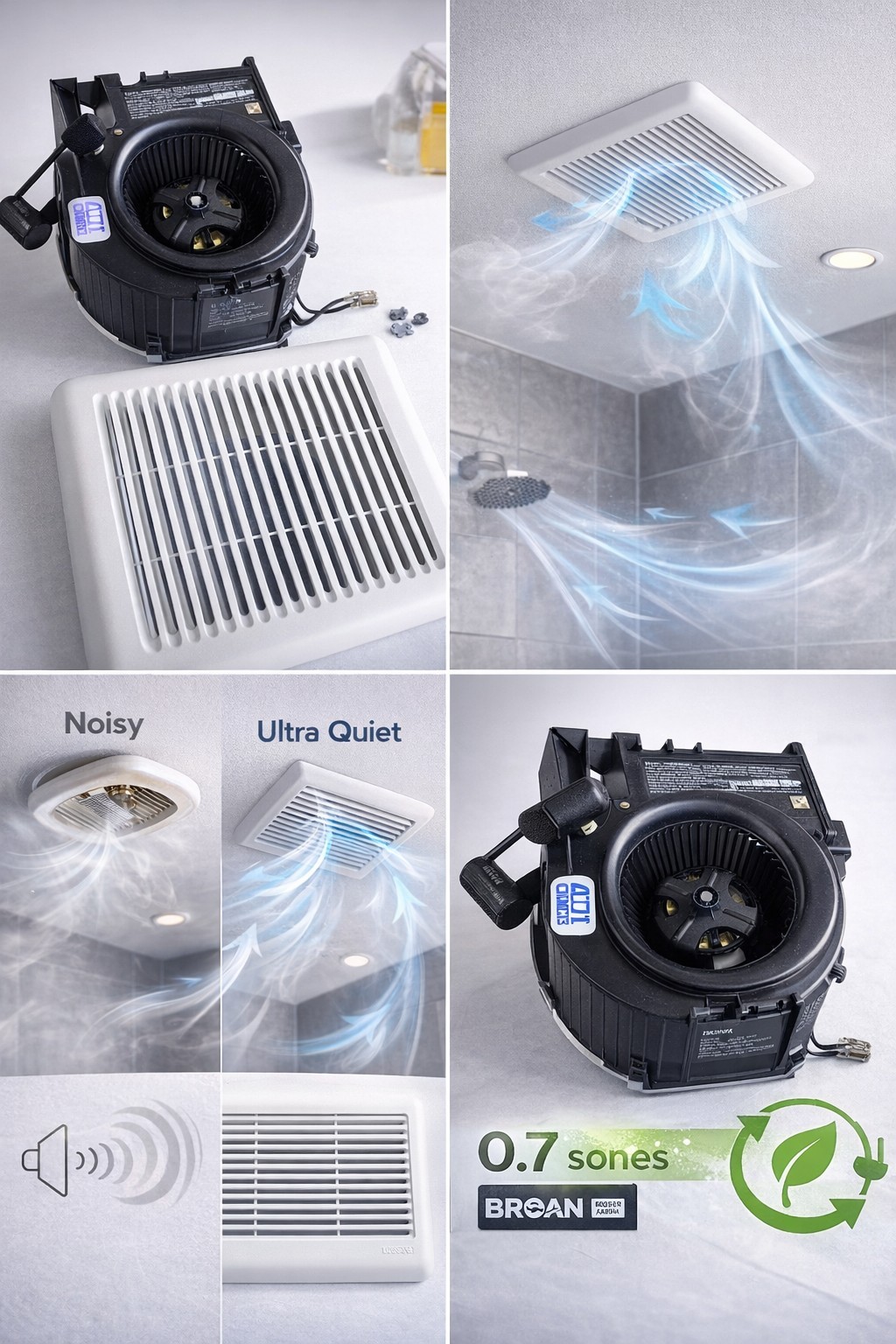 NEW Broan AE80BF1 Bathroom Exhaust Fan 80 CFM Quiet 0.7 Sones Ceiling Vent White