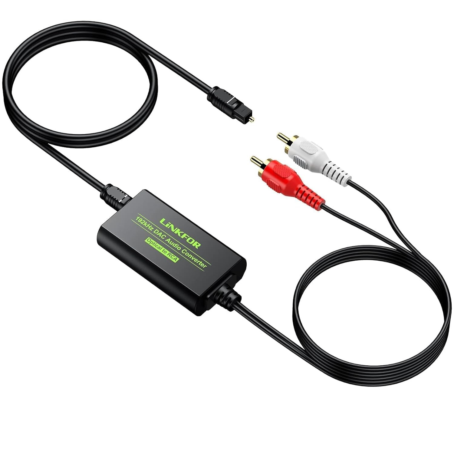 192kHz DAC Converter SPDIF Toslink to RCA male Audio Adapter w/ Optical Cable