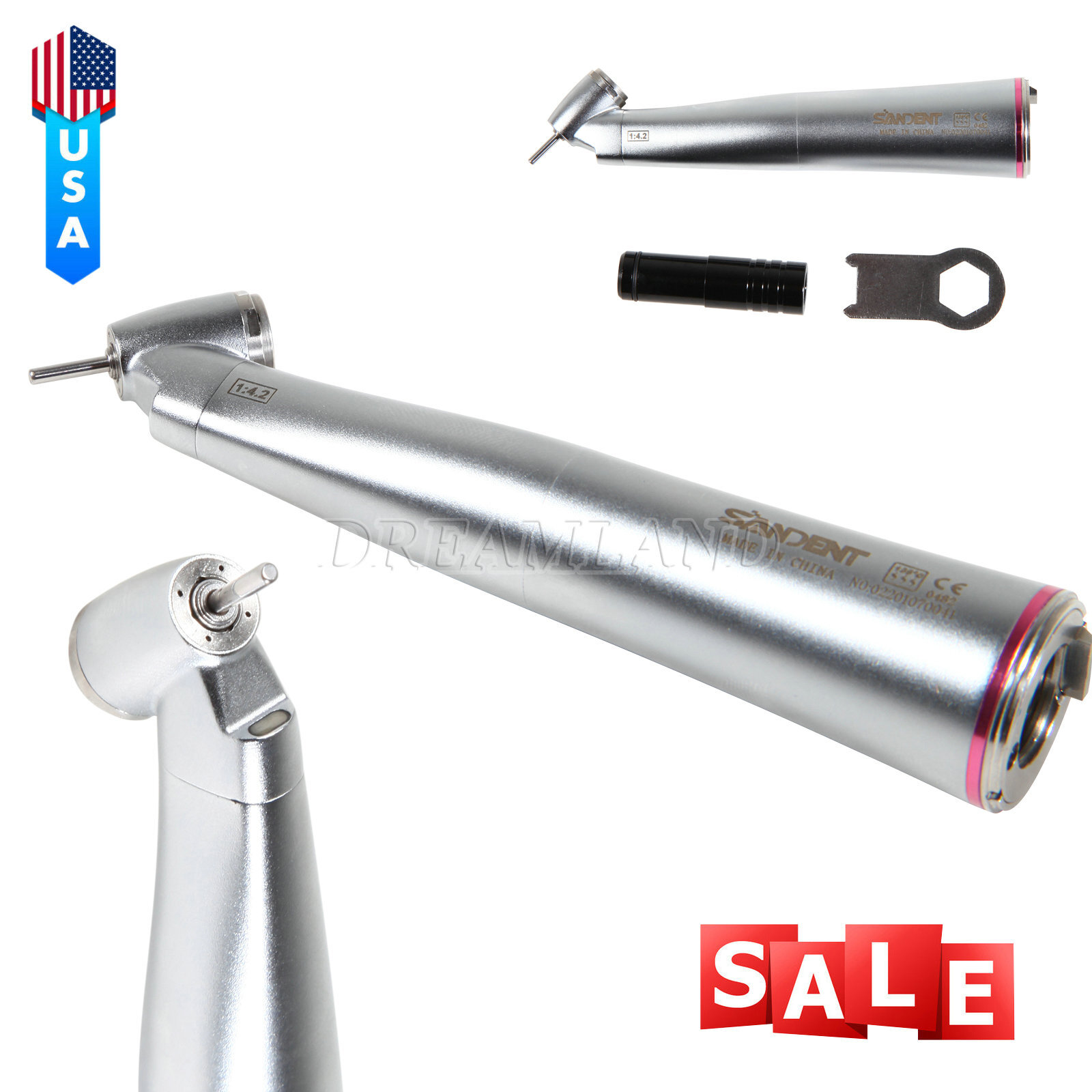Dental 1:4.2 45° Contra Angle Surgical LED Fiber Optic Handpiece fit NSK Z45L CE