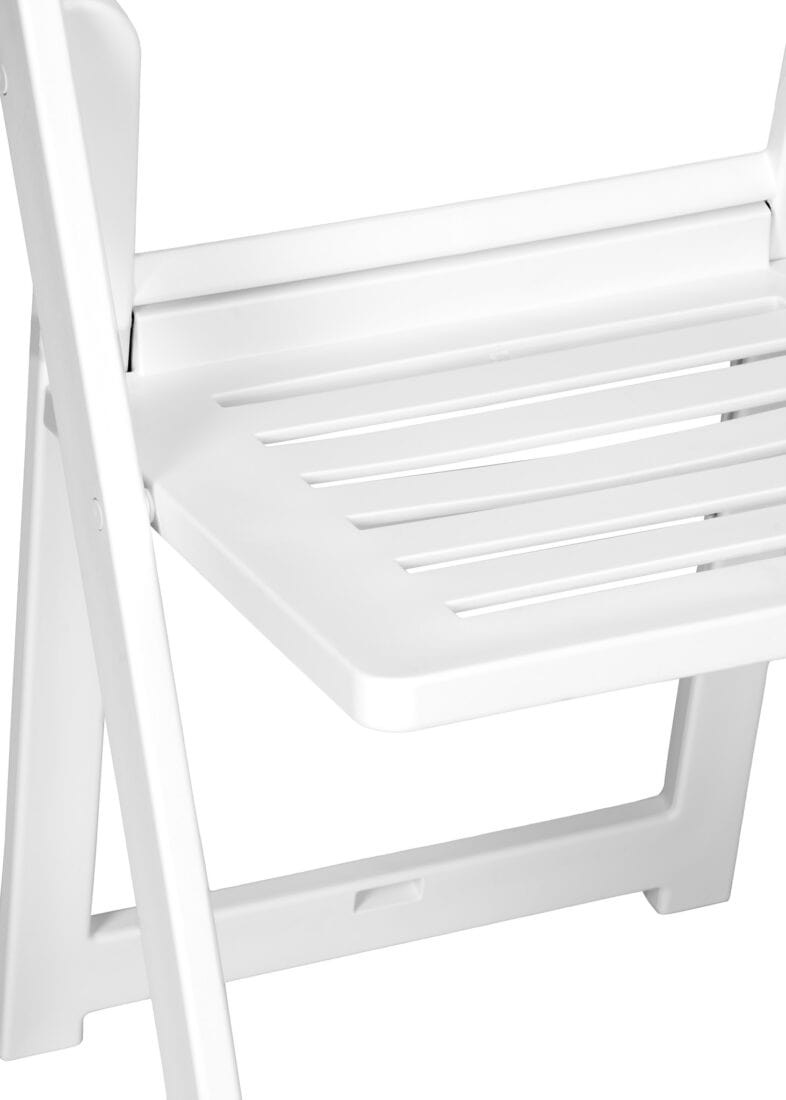 White Resin Folding Chair with Slatted & Padded Seat - 2N1 by Chivari