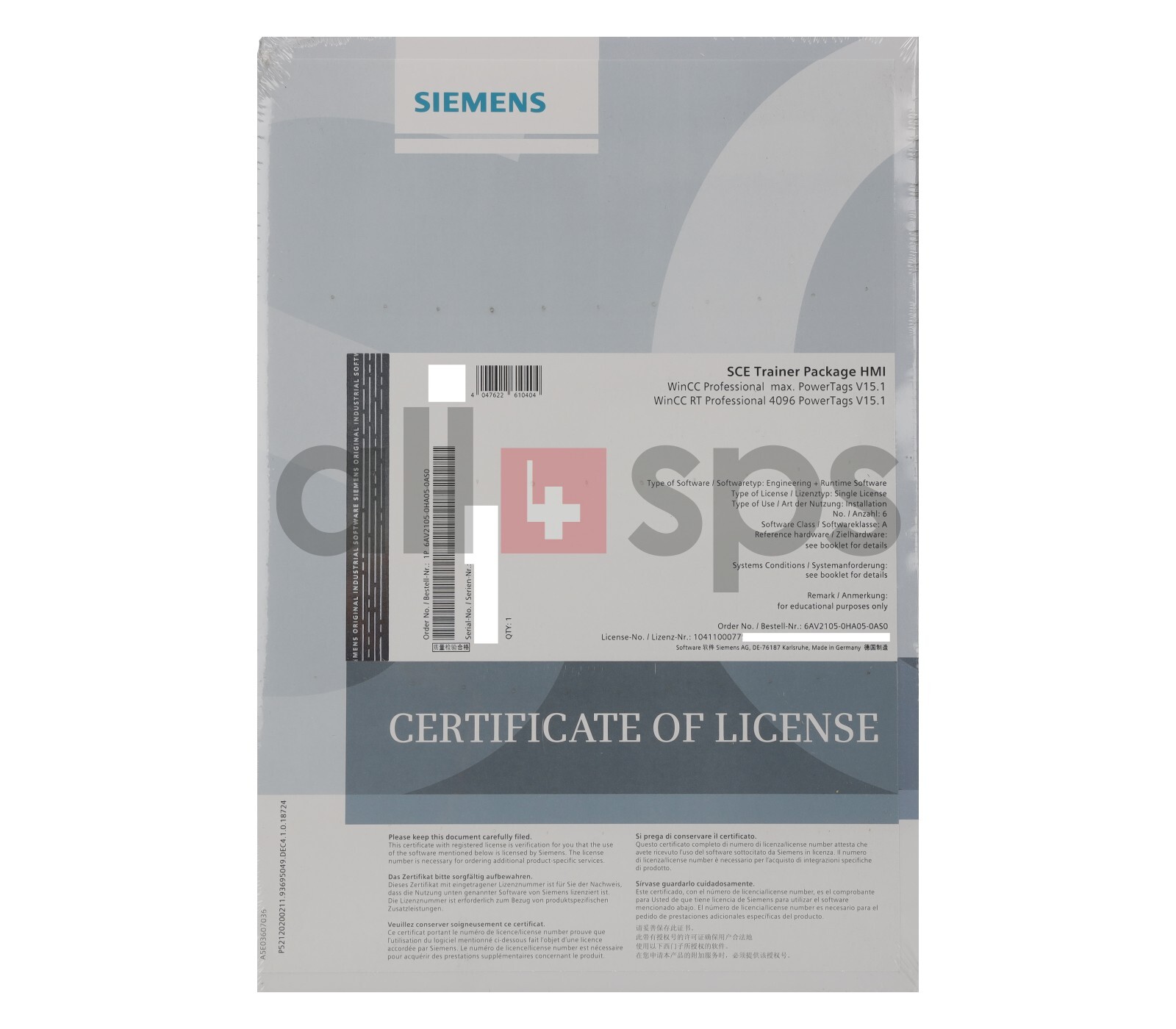 SIMATIC SCE TRAINER PACKAGE HMI WINCC - 6AV2105-0HA05-0AS0 (NS)
