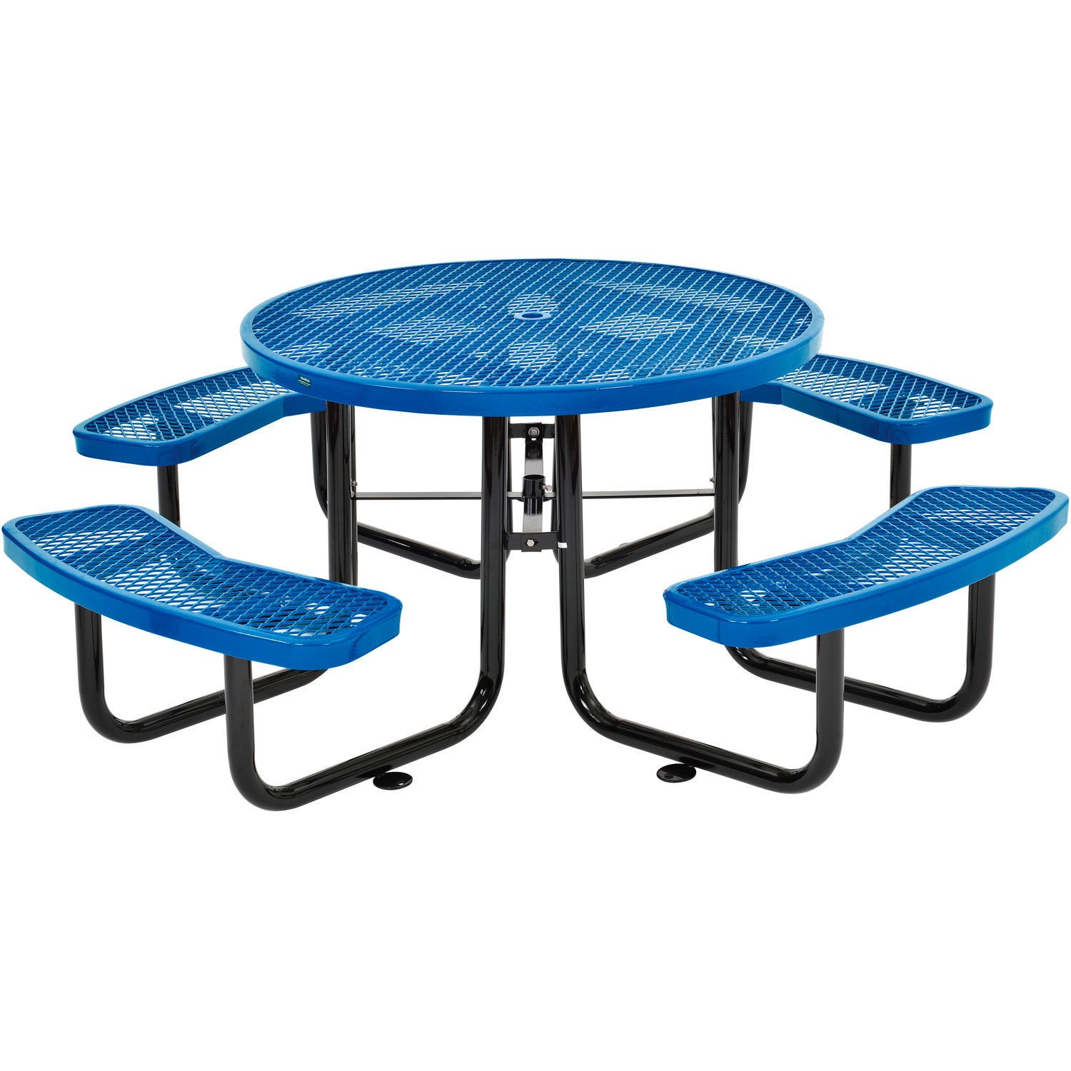 Global Industrial 46" Expanded Metal Round Picnic Table Blue
