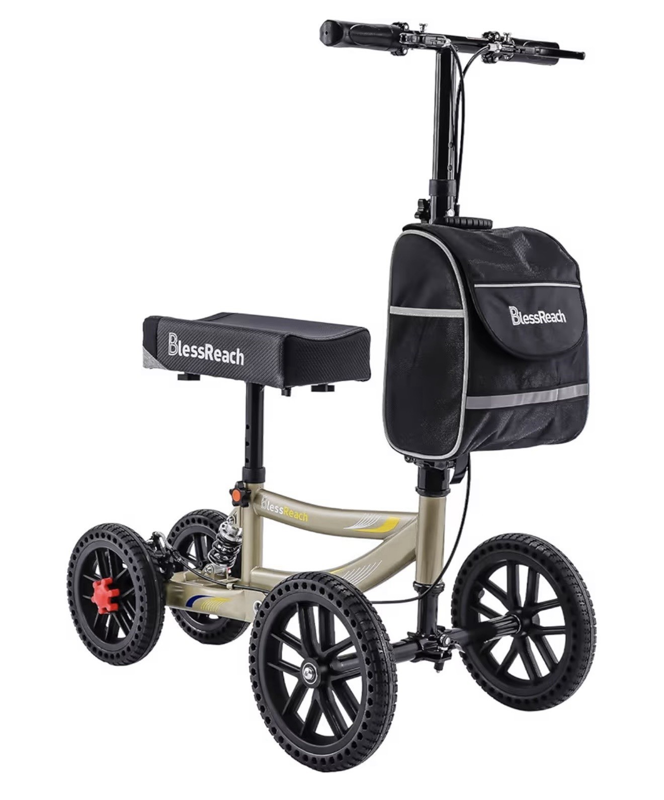 BlessReach All Terrain Knee Scooter Walker Disc Brakes, Champagne WB-2202T