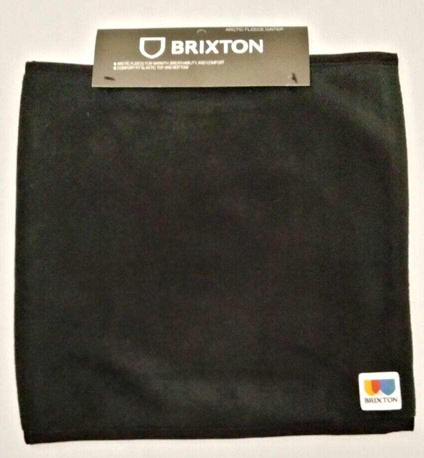 Brixton Men Scarf One Size Black Arctic Fleece Gaiter Logo Patch NWT