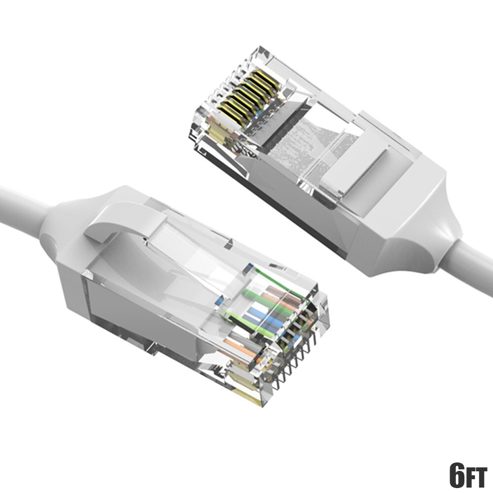 6FT CAT6 RJ45 Slim Ethernet LAN Network Patch Cable UTP Copper Wire 28AWG White