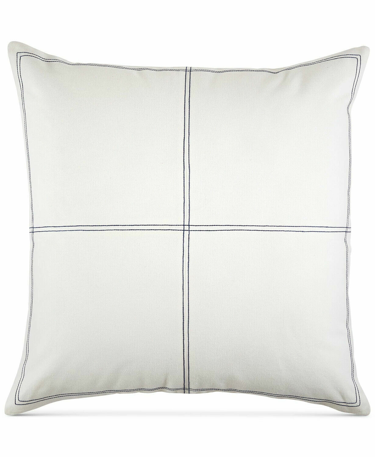 Tommy Hilfiger Canvas Saddle Stitch 100% Cotton Pillow Sham  EURO  Cream / Navy