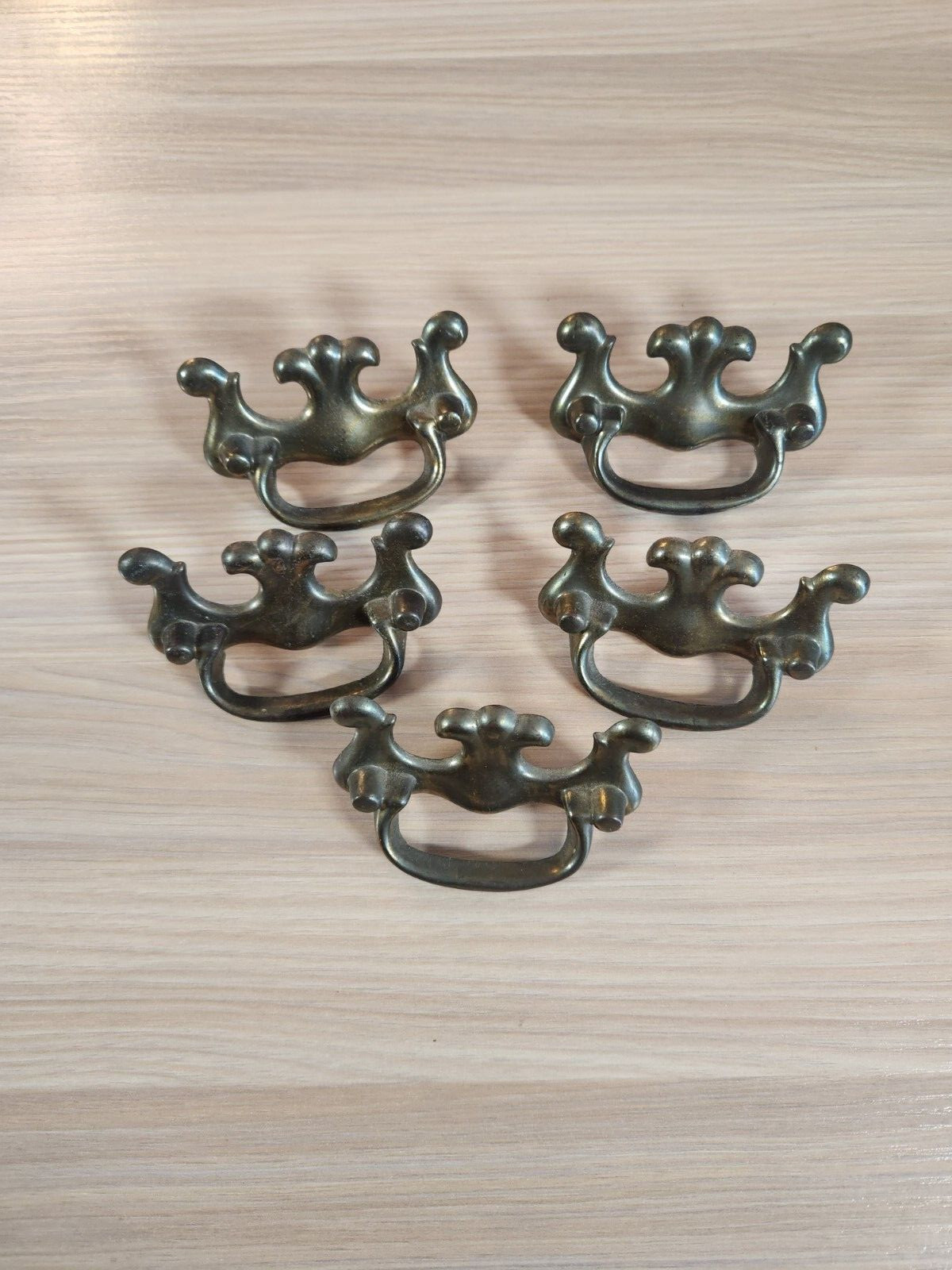3" Single Post Bail Pull Antiqued Brass Lot Of 5