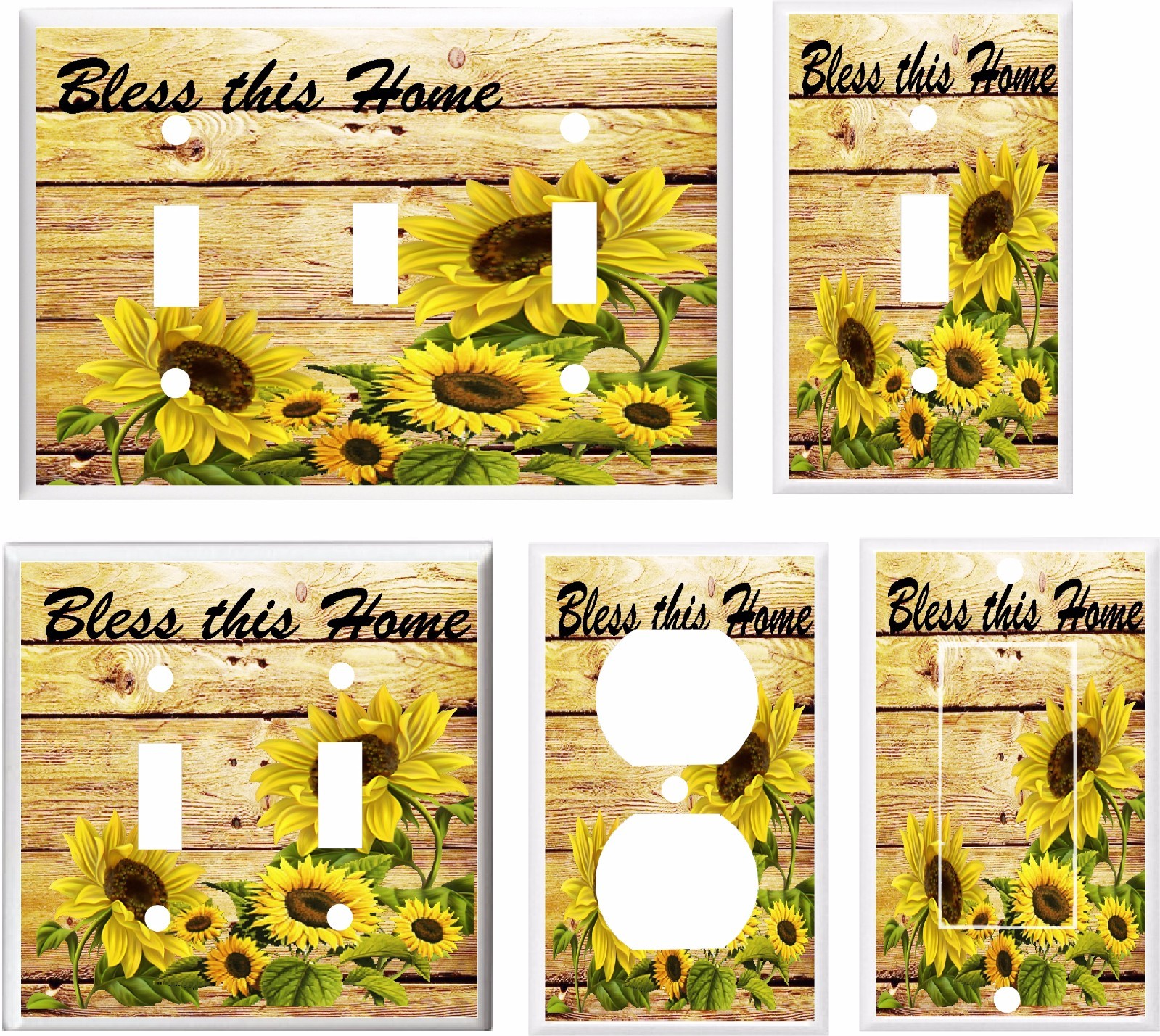 SUNFLOWER BLESS THIS HOME LIGHT SWITCH COVER PLATE  K1   U PICK PLATE SIZE