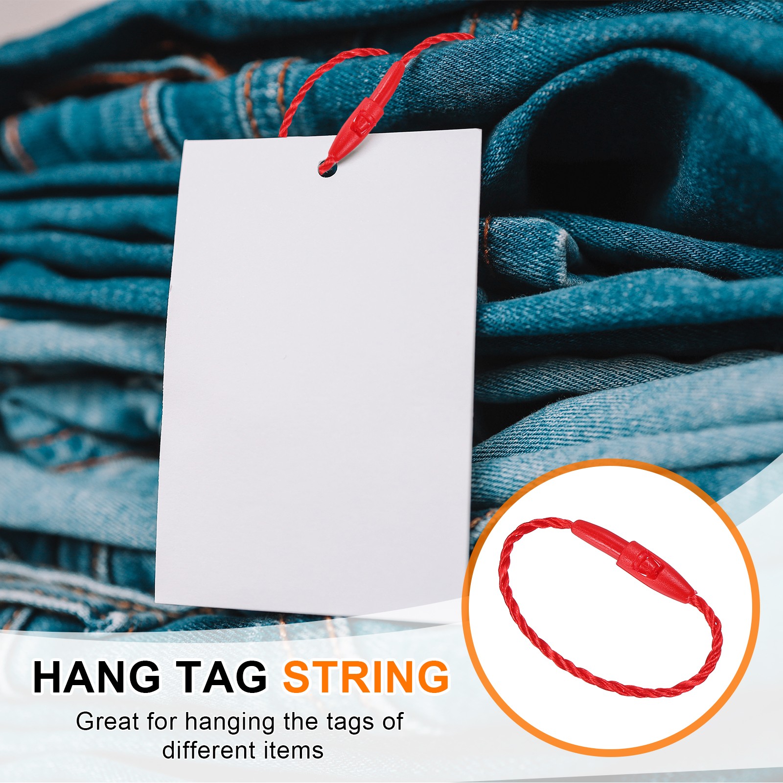 500 Pcs Polyester Hang Tag String 3" Snap Lock Pins Loop Fastener, Red