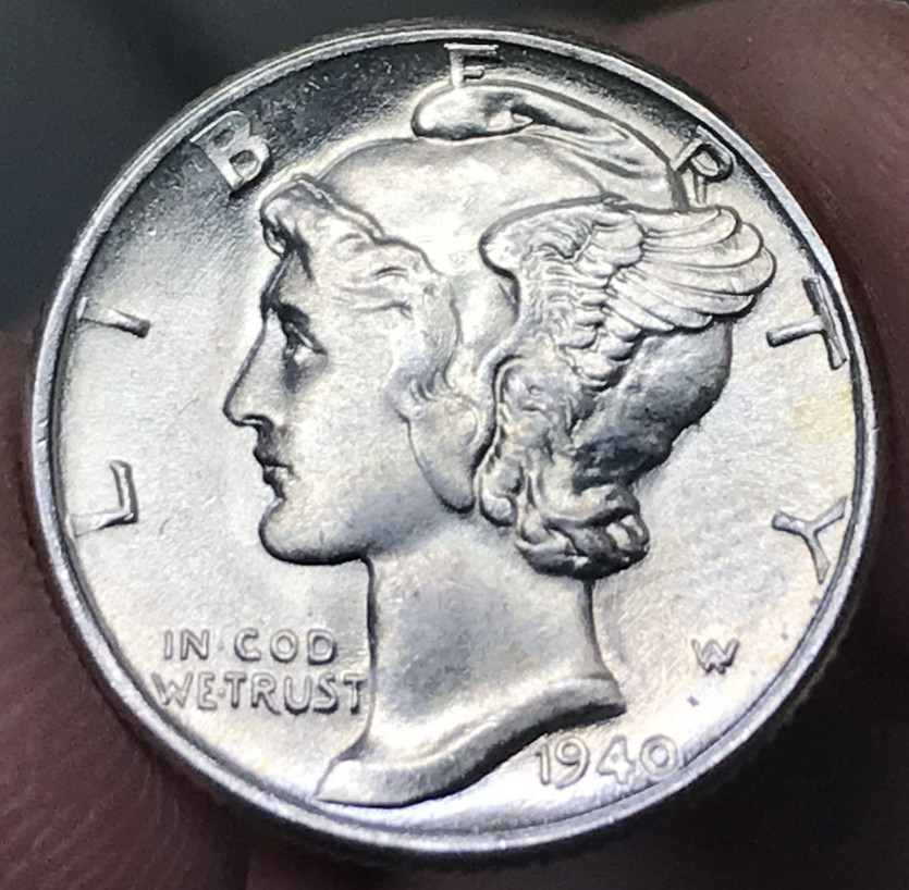 1940 10C Silver Mercury Dime Uncirculated