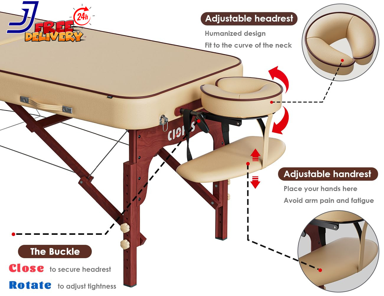 Portable 84" Massage Table Heavy Duty Adjustable Lightweight with Carry Bag