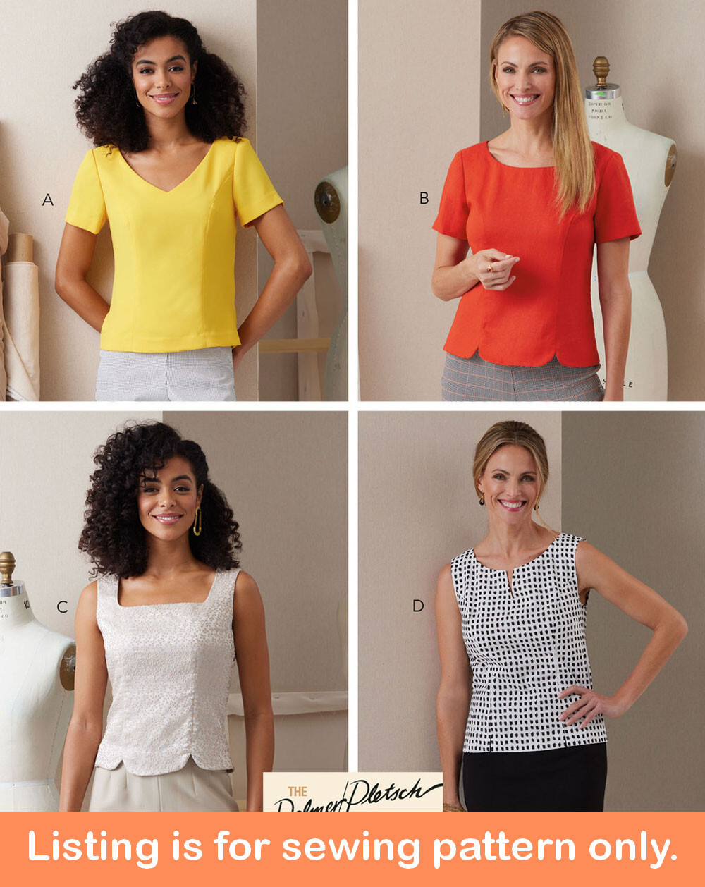 SEWING PATTERN Women Clothes Clothing Short Sleeve Shirt Tank Top Scalloped 6925