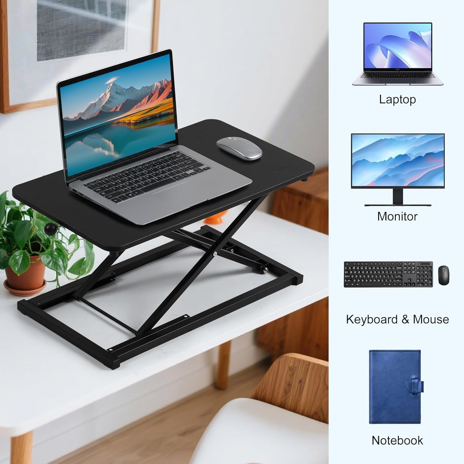Height Adjustable Standing Desk Converter,Computer Keyboard Stand for Desktop,Ke