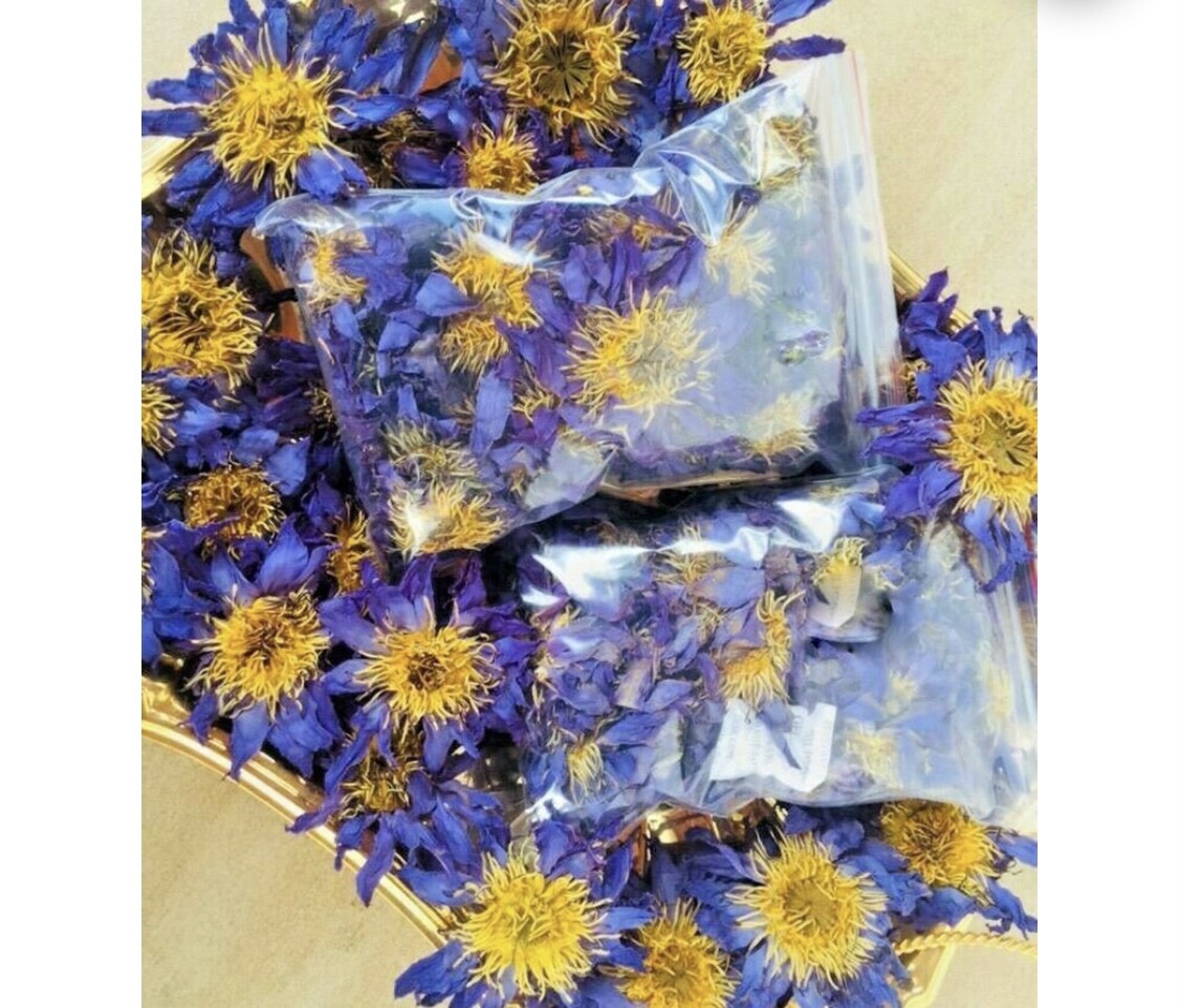 Dried Blue Lotus Herbal tea - 100g - Nymphaea Caerulea- 100% all natural.