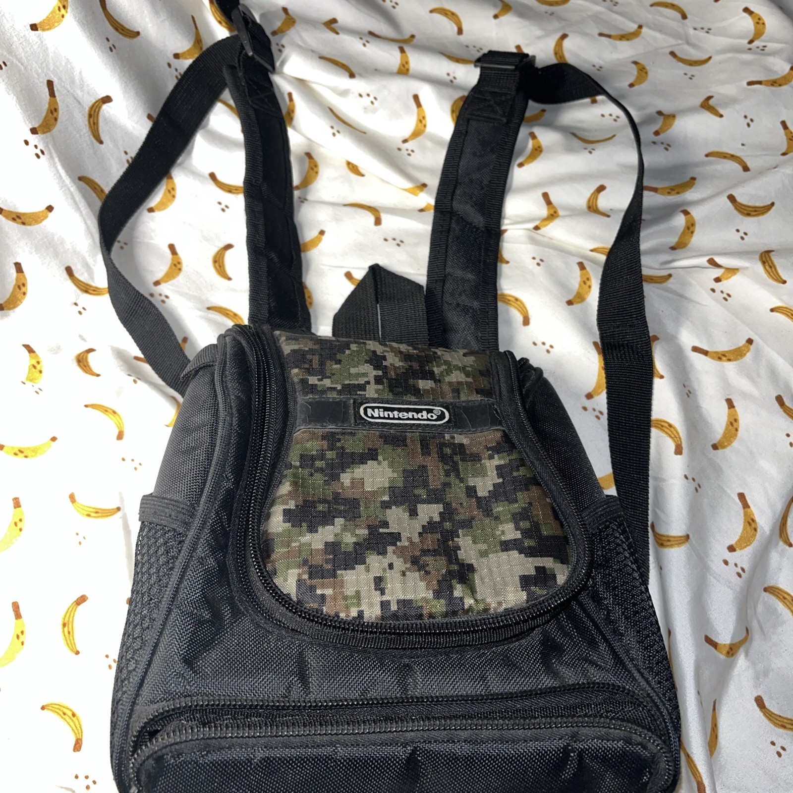 Nintendo DS 3DS Black Camo Mini Backpack Carrying Case Travel Storage Bag