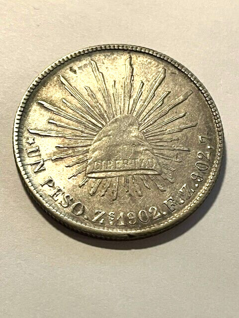 1902-Zs FZ Mexico Silver 1 Peso XF+ #10694