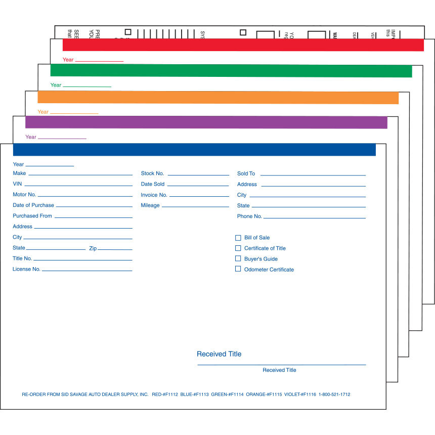 Simple Vehicle Deal Envelopes (100)