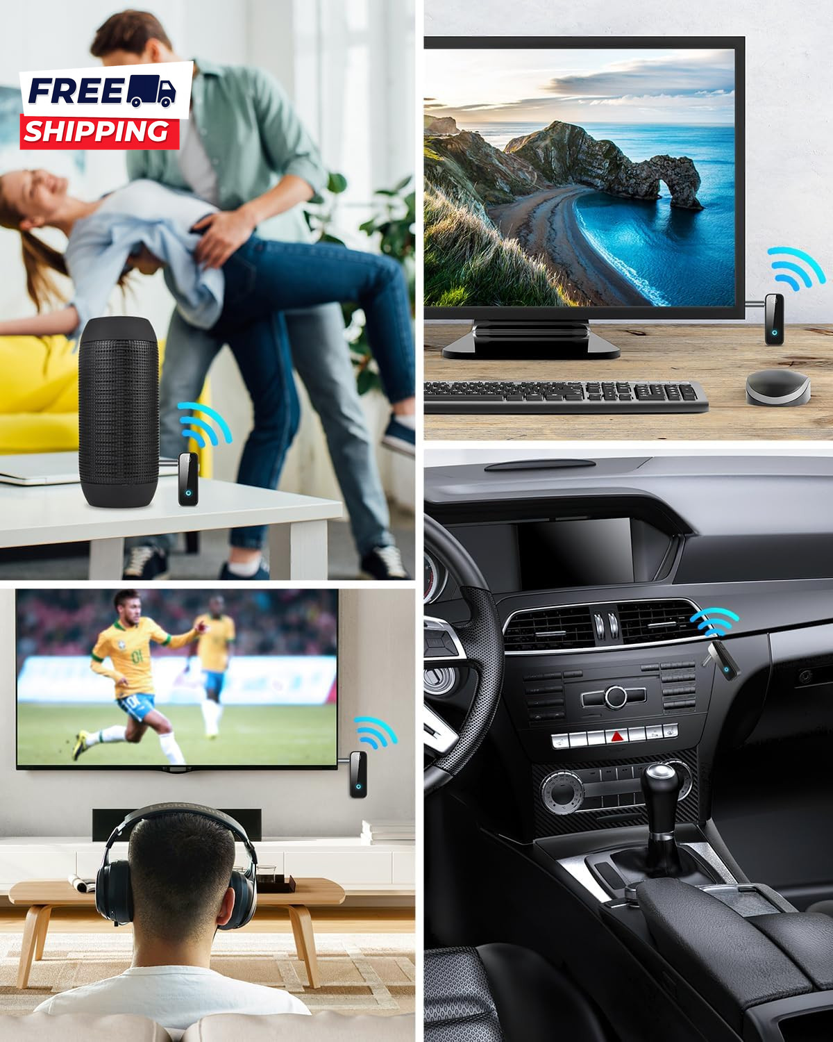Upgraded Aux Bluetooth 5.4 Adapter for Car 2 in 1 Bluetooth Receiver Transmitter