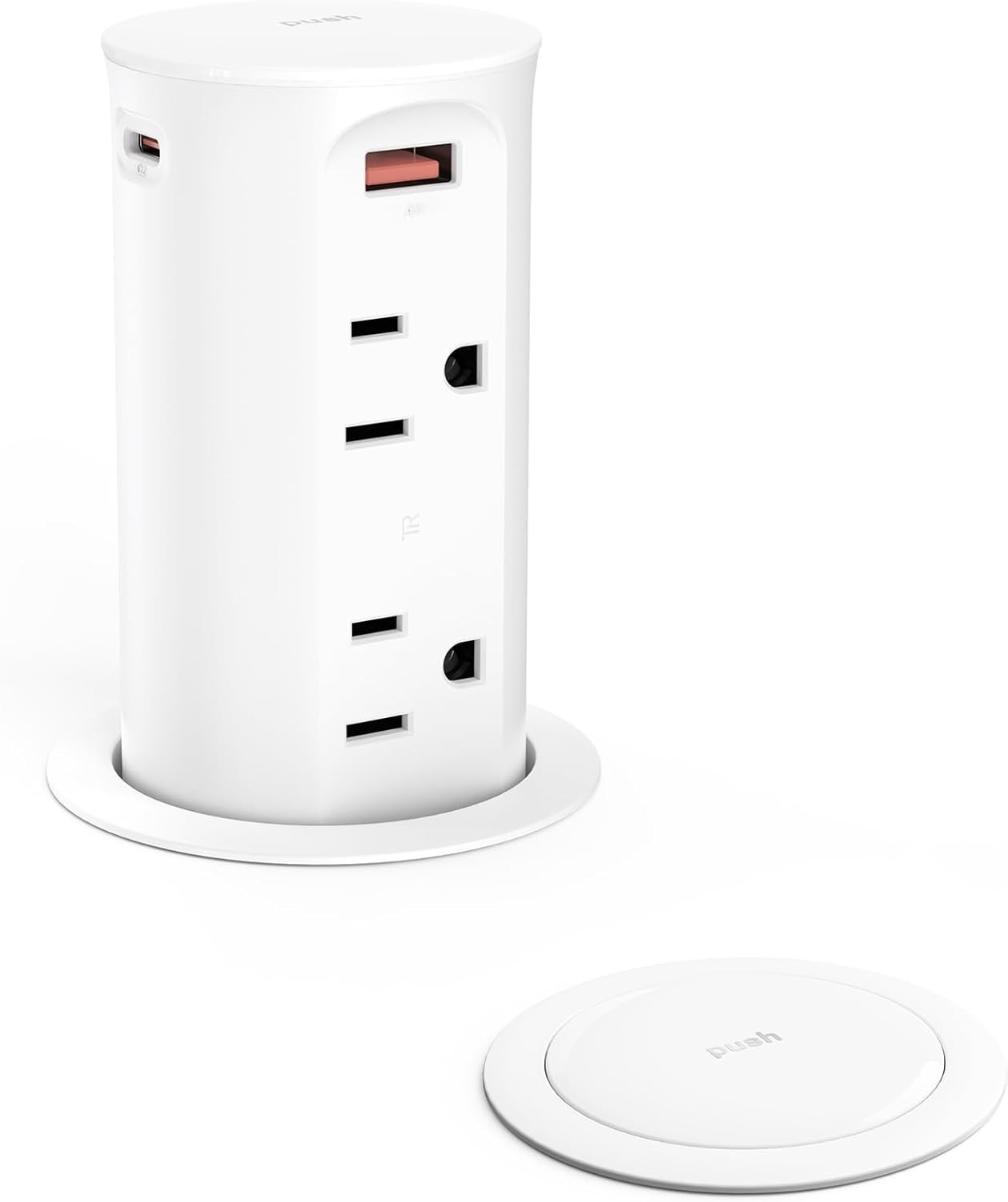Pop Up Outlet with 4 Outlets & 4 USB Ports, Fast Charging Power Grommet