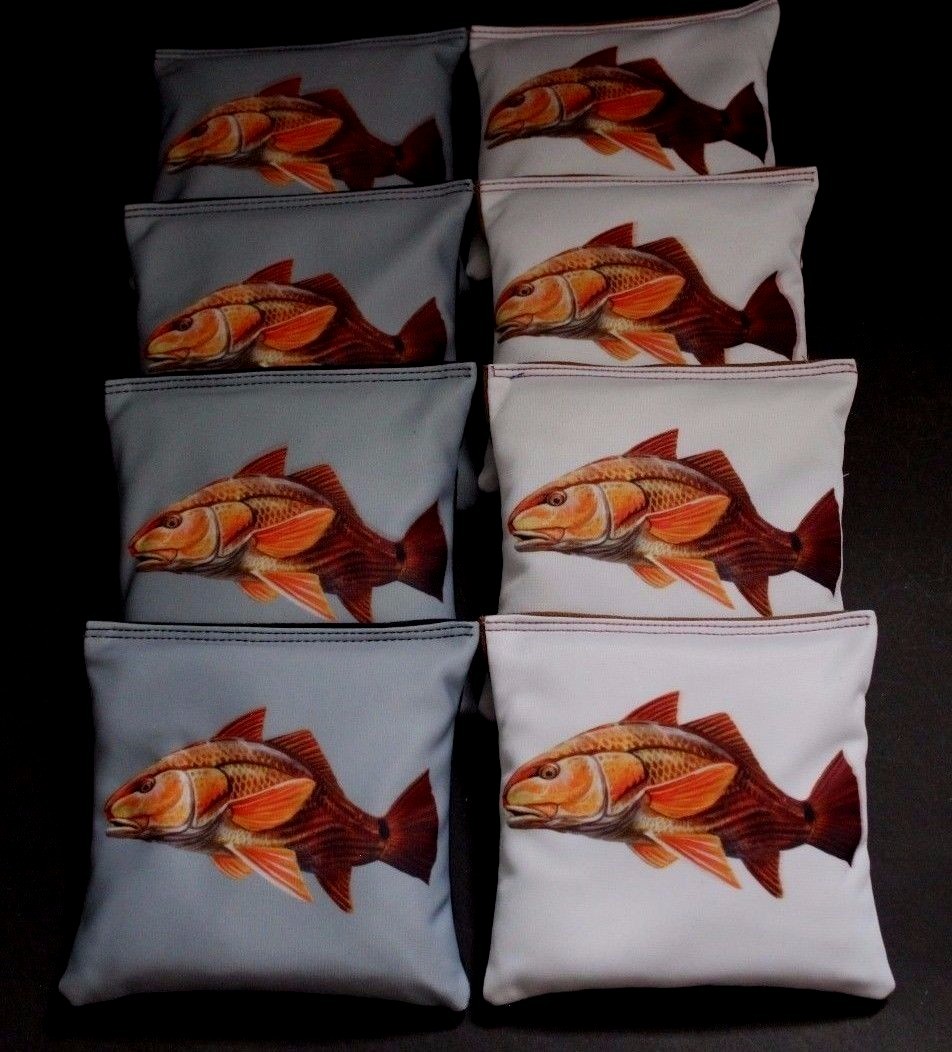 CHANNEL BASS RED DRUM GAME FISH 8 ACA Regulation Cornhole Bean Bags B154