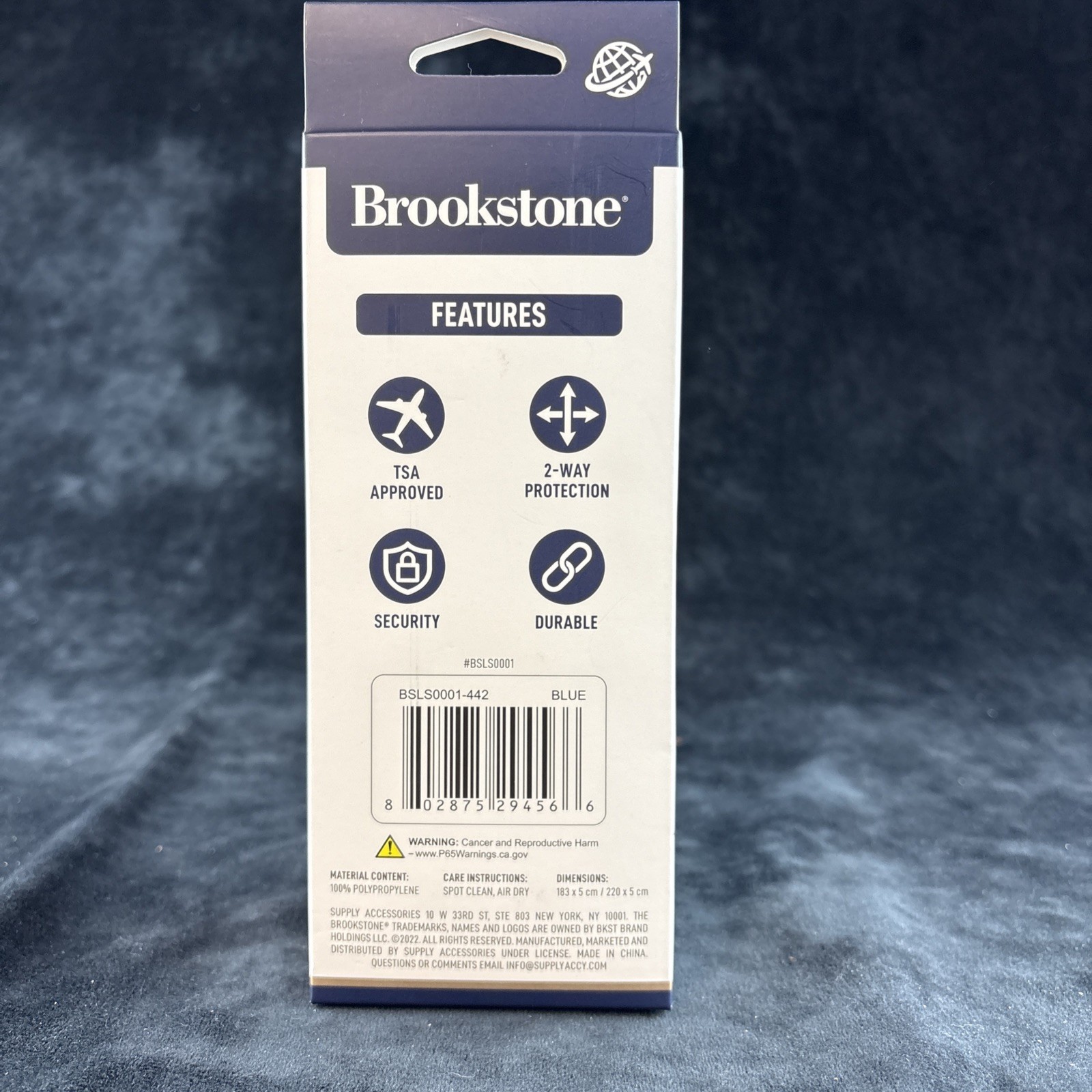 Brookstone Cross Luggage Strap + TSA Lock Black NEW