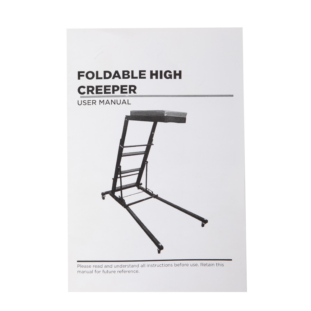 Adjustable Height Foldable Creeper for Automotive Workshop - Black