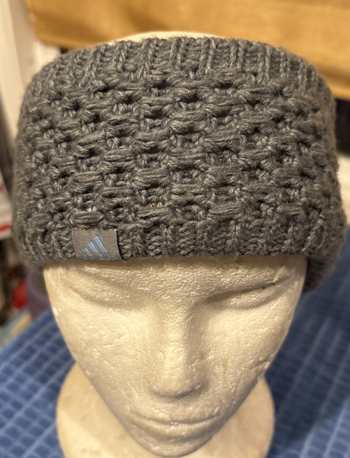 Women’s ADIDAS Gray Acrylic Knit Headband Lined, EUC