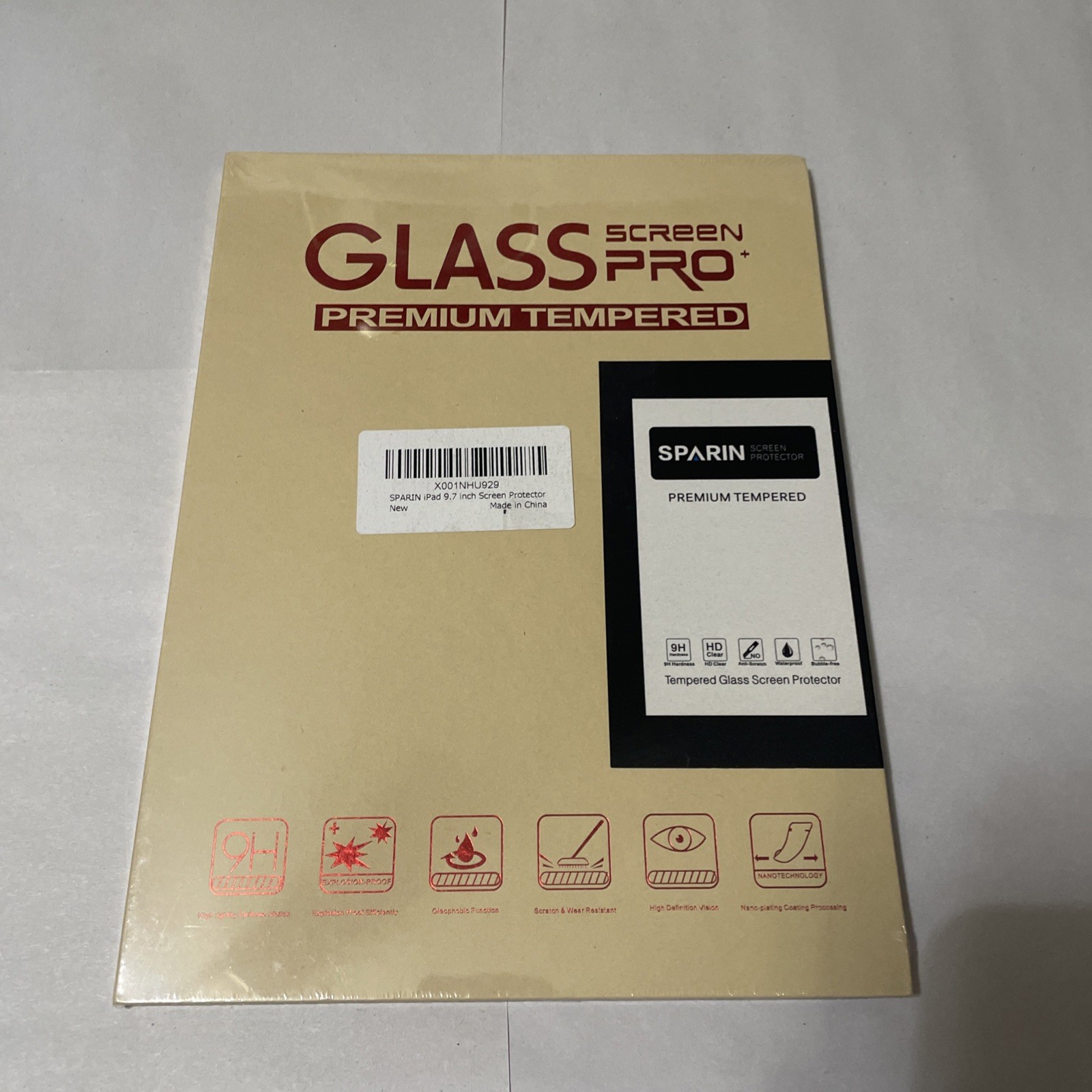 SPARIN GLASS SCREEN PRO Premium  Tempered/ iPad 9.7 Inch Screen Protector Sealed