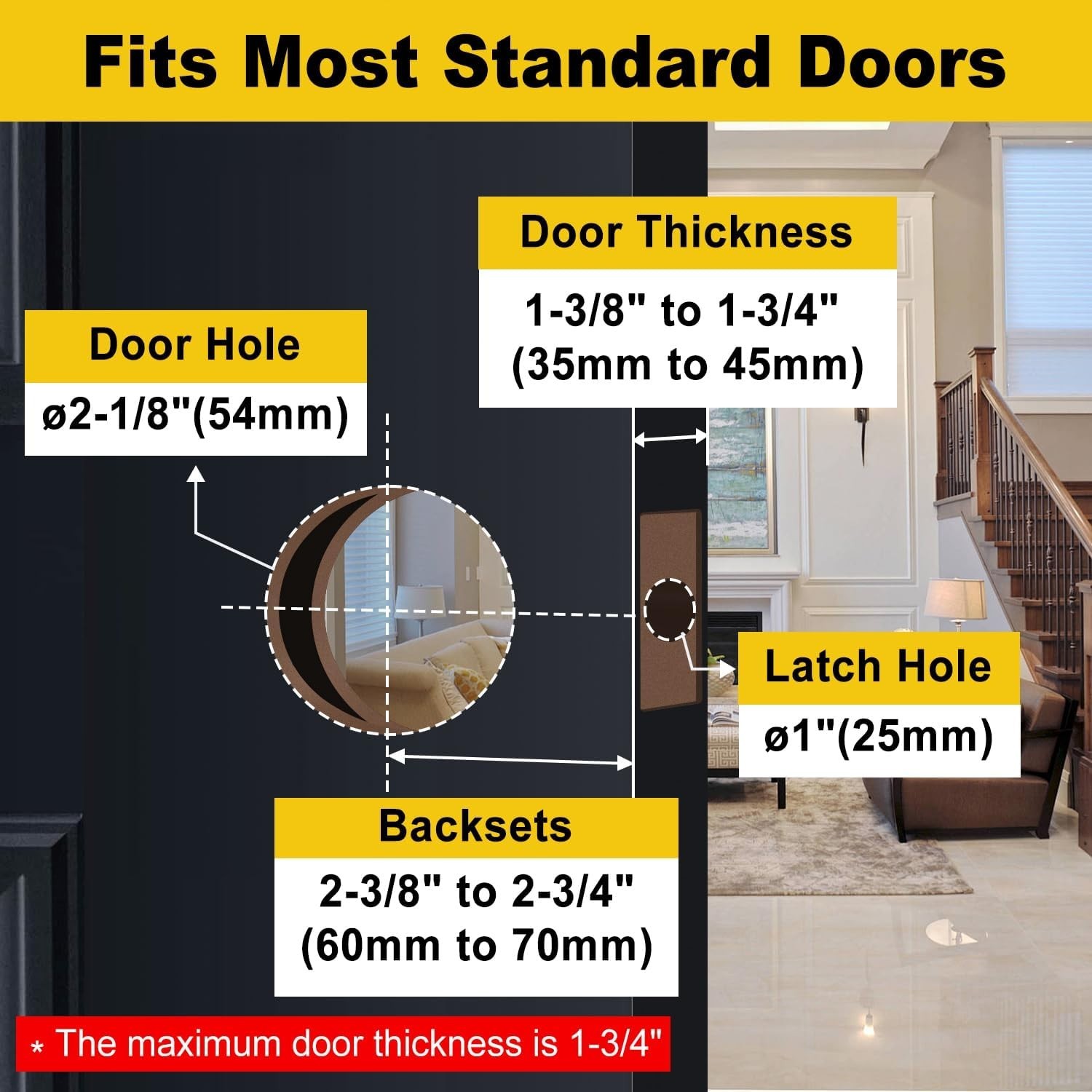 Stainless Steel Matte Black Entry Door Knob - Durable & Stylish Locking Solution