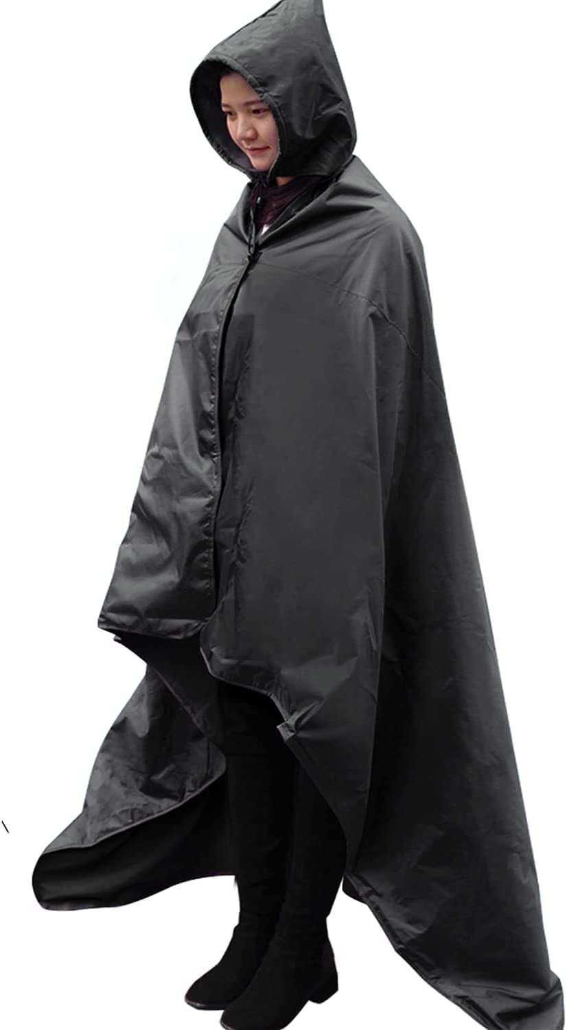 DUKUSEEK Waterproof Fleece Hooded Stadium Blanket 79x56
