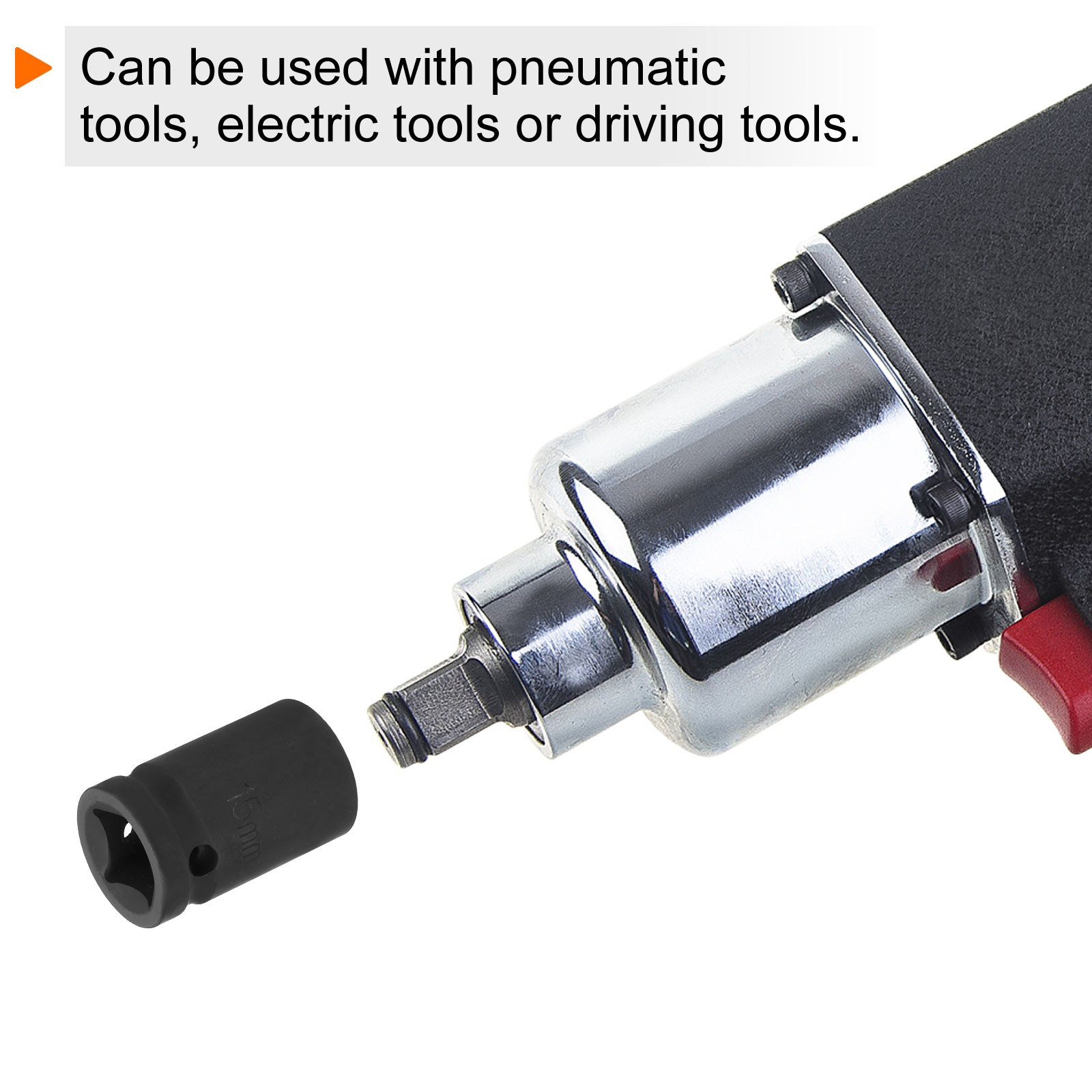 12Points Impact Socket 1/2" Drive 15mm Metric Cr-V Shallow Impact Socket
