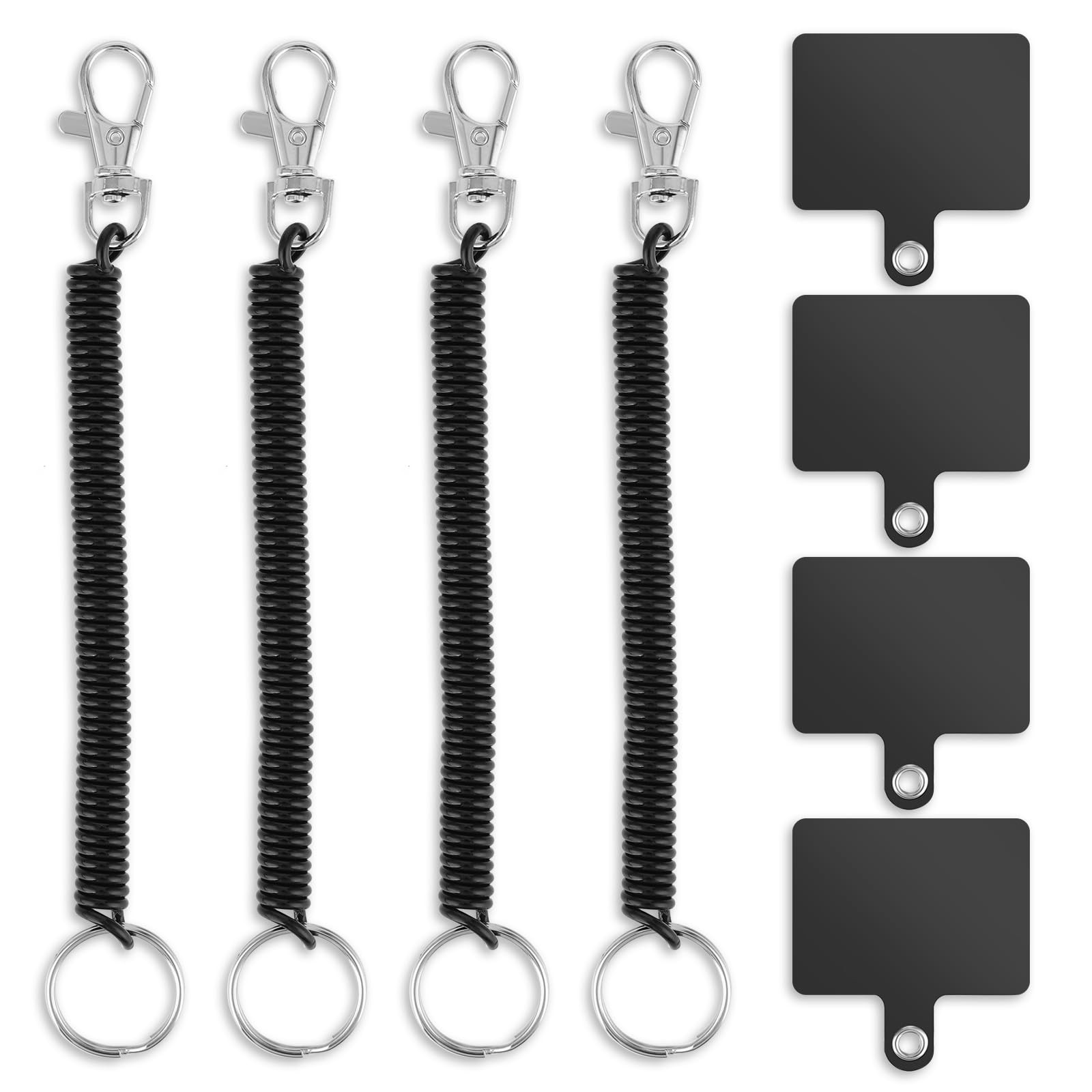 4-Pack Phone Lanyard Tethers With Patch Retractable Phone Clip Leash for Outdoor