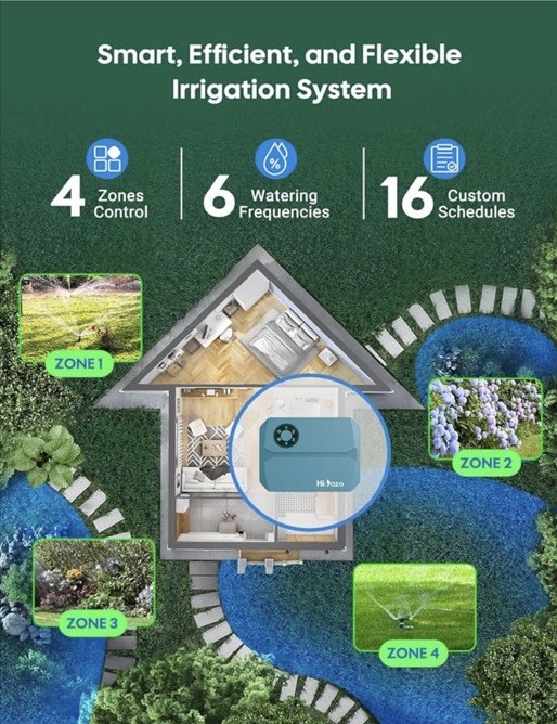 HiOazo 4 Zone Smart Sprinkler Controller