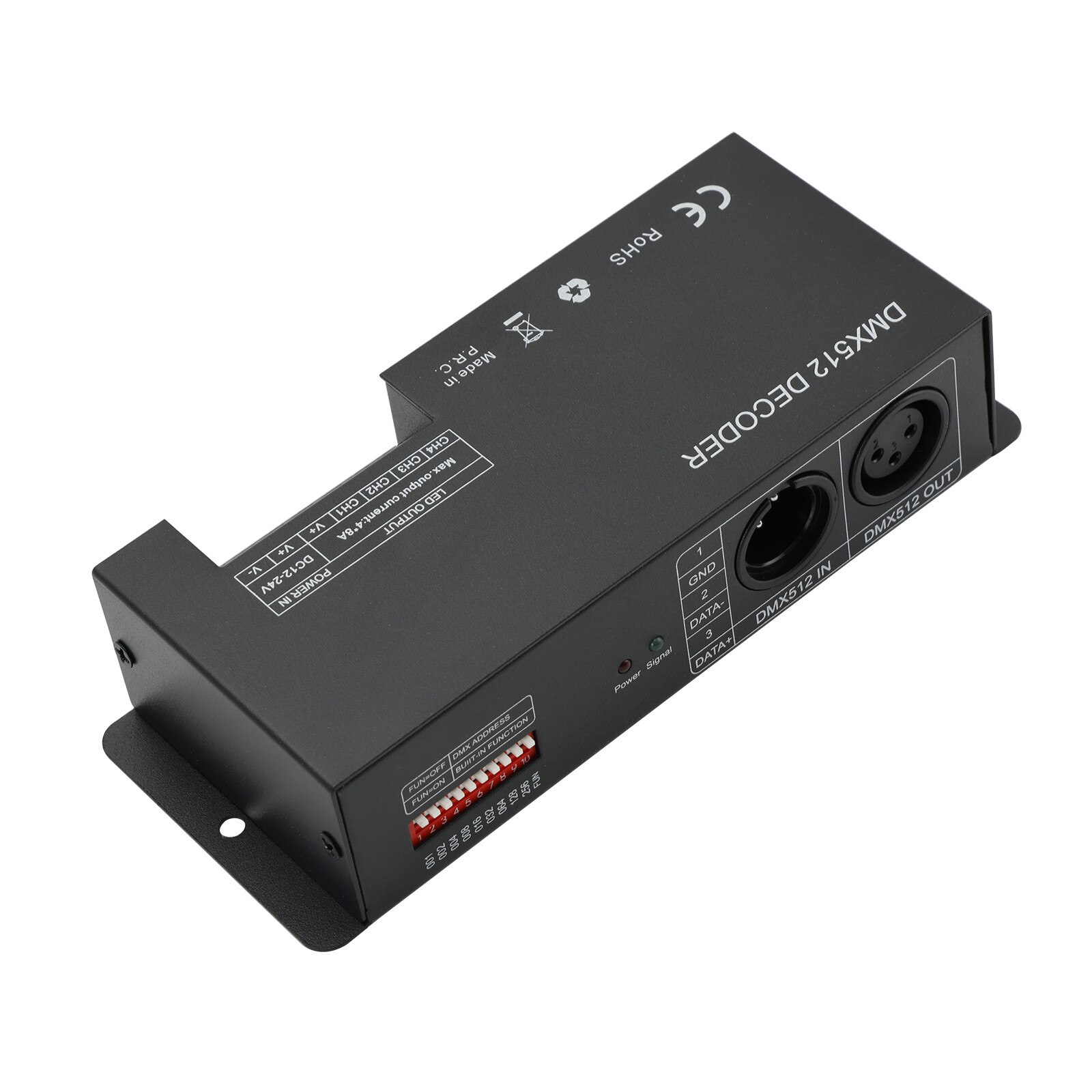 4 Channel DMX 512 Decoder RGBW PWM Dimmer Driver LED Strip Light Controller A B9