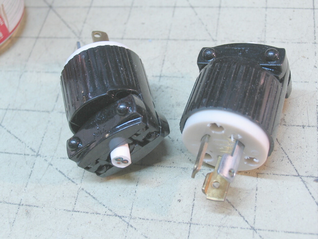 One pair COOPER Turn&Pull (Locking) 15Amp/125vac Plugs cut from new equipment