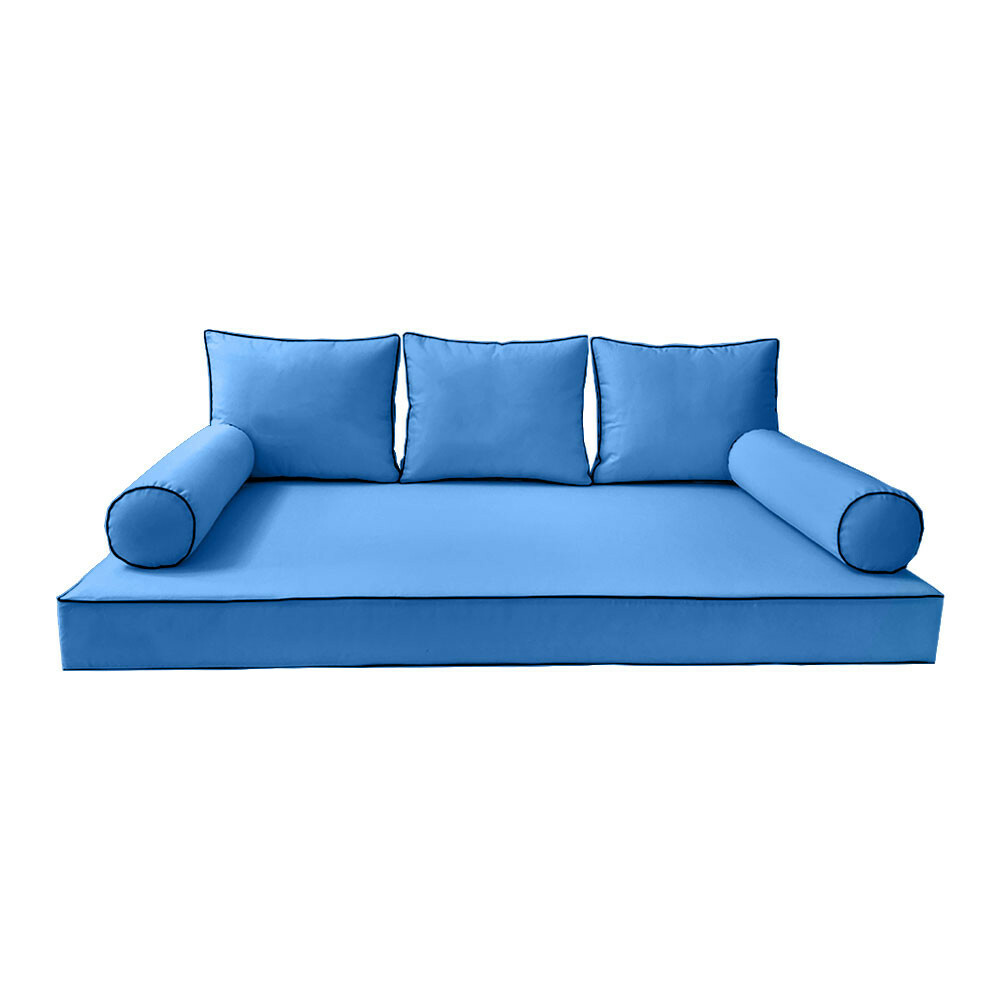 Style3 6PC Contrast Pipe Daybed Mattress Cushion Complete Set-Full Size AD102